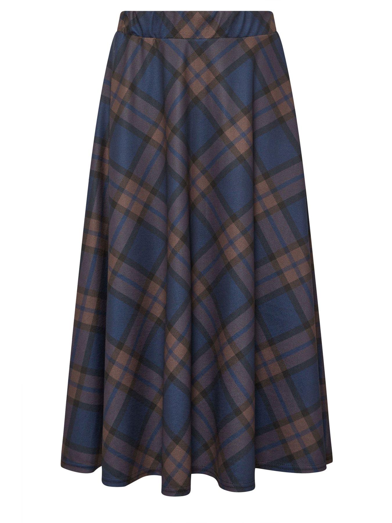 pixiegirl-petite-check-a-line-midaxi-skirt-brownbluedetail