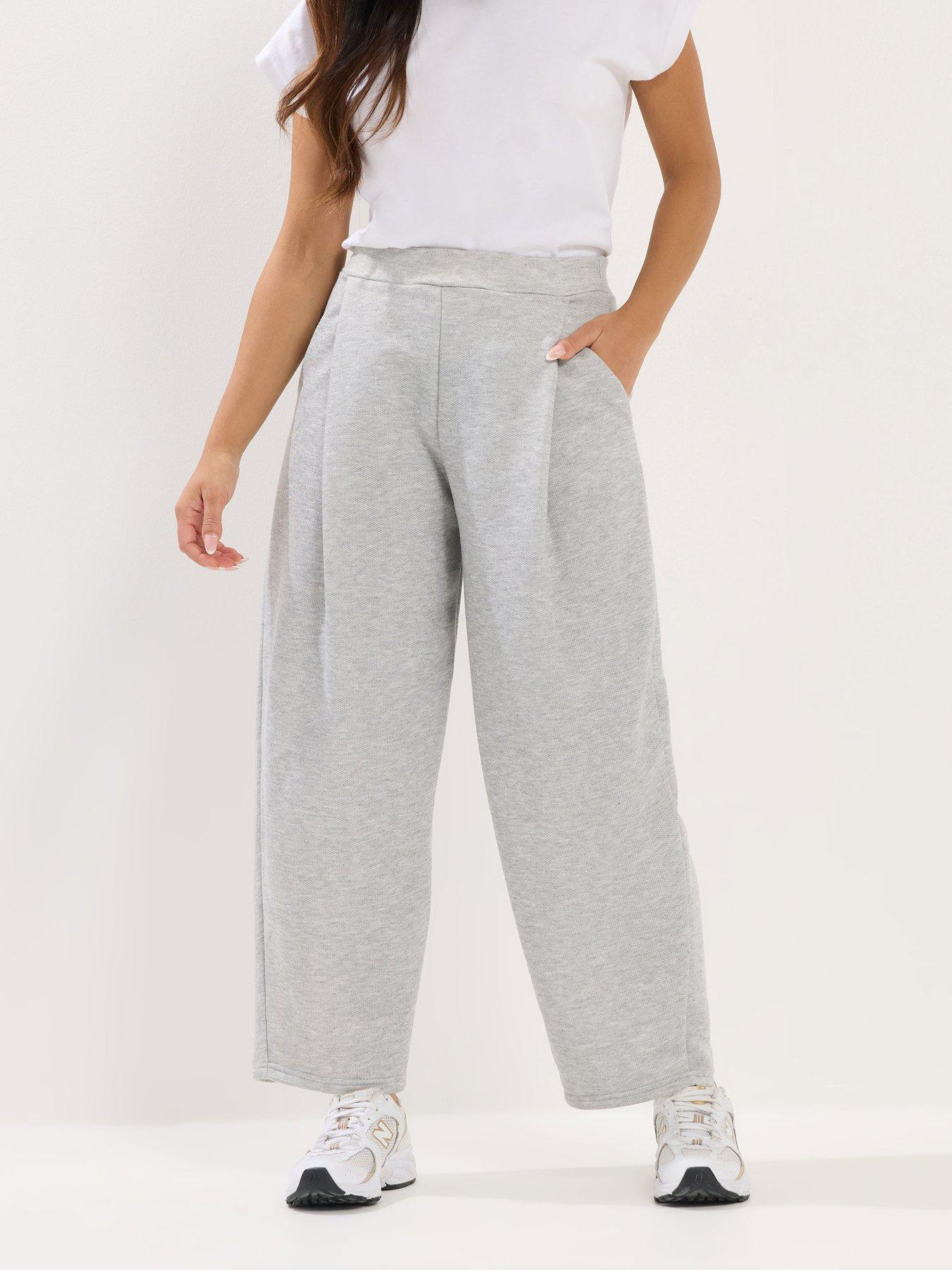 pixiegirl-petite-marl-jersey-pleated-barrel-trousers-grey