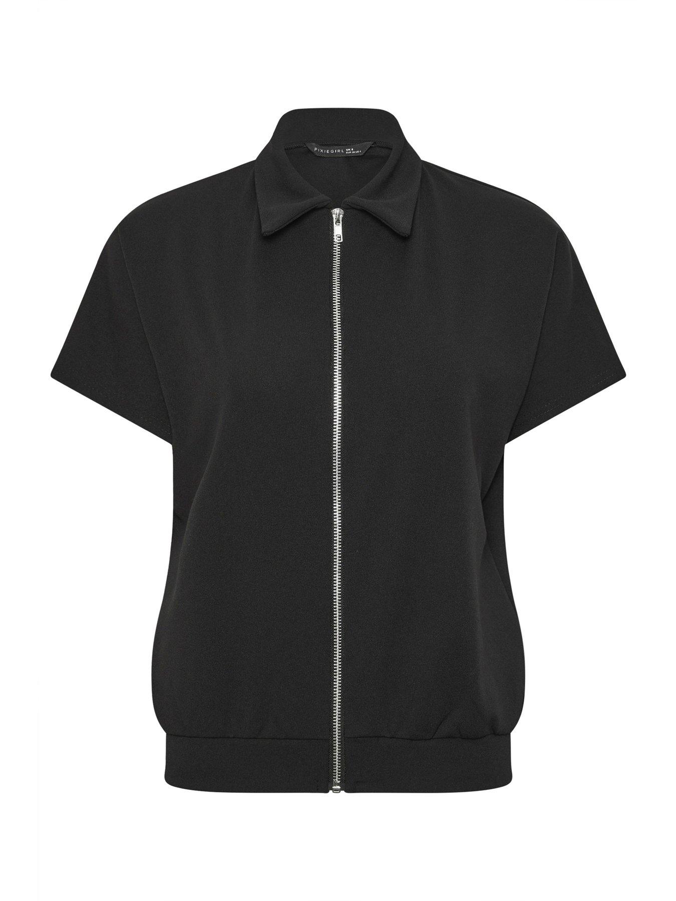 pixiegirl-petite-short-sleeve-scuba-jacket-blackdetail