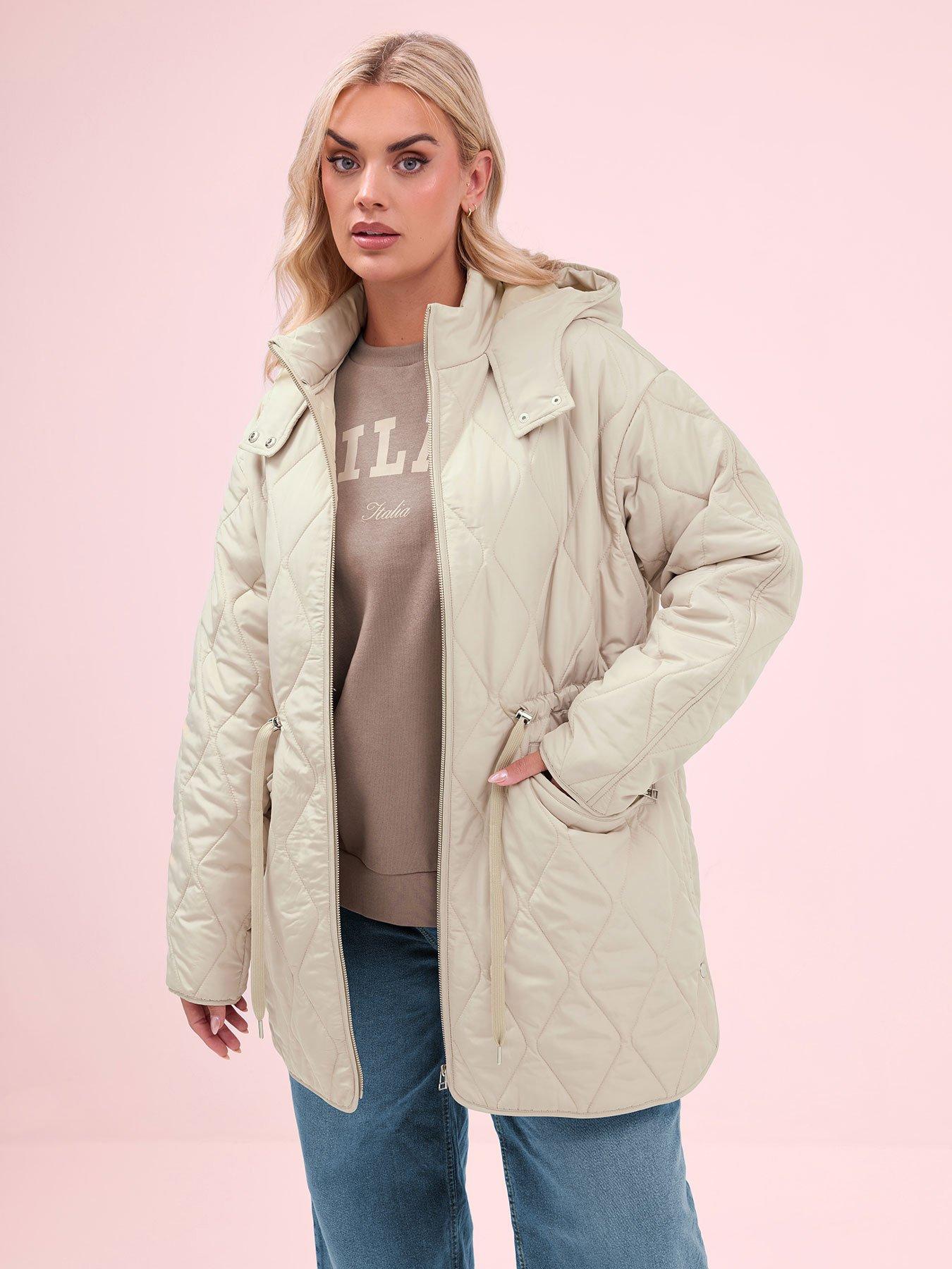 Yours Curve Lightweight Diamond Quilted Midi Jacket