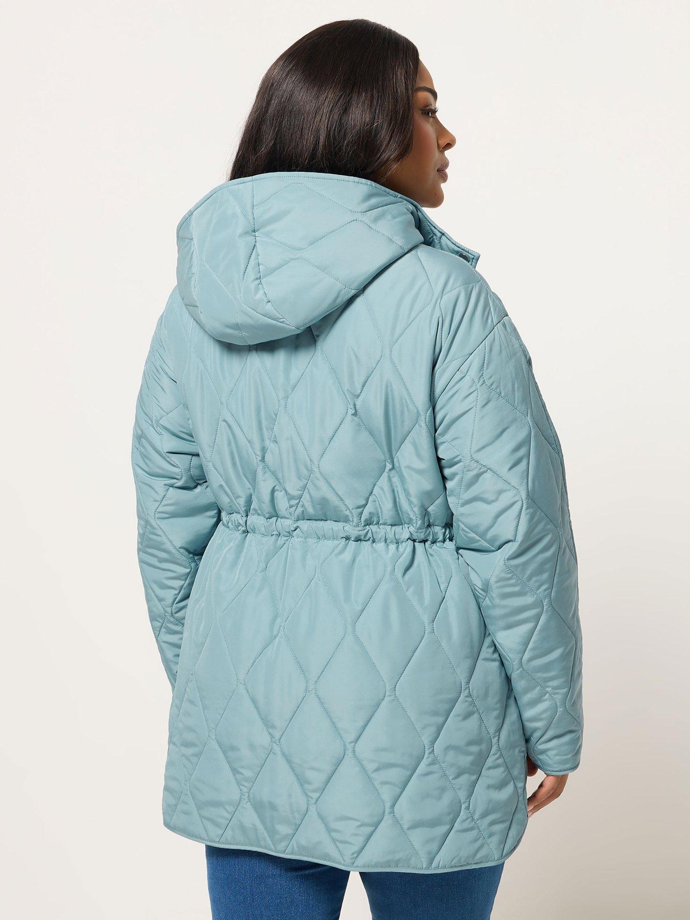 Image 2 of 6 of Yours Curve Lightweight Diamond Quilted Midi Jacket