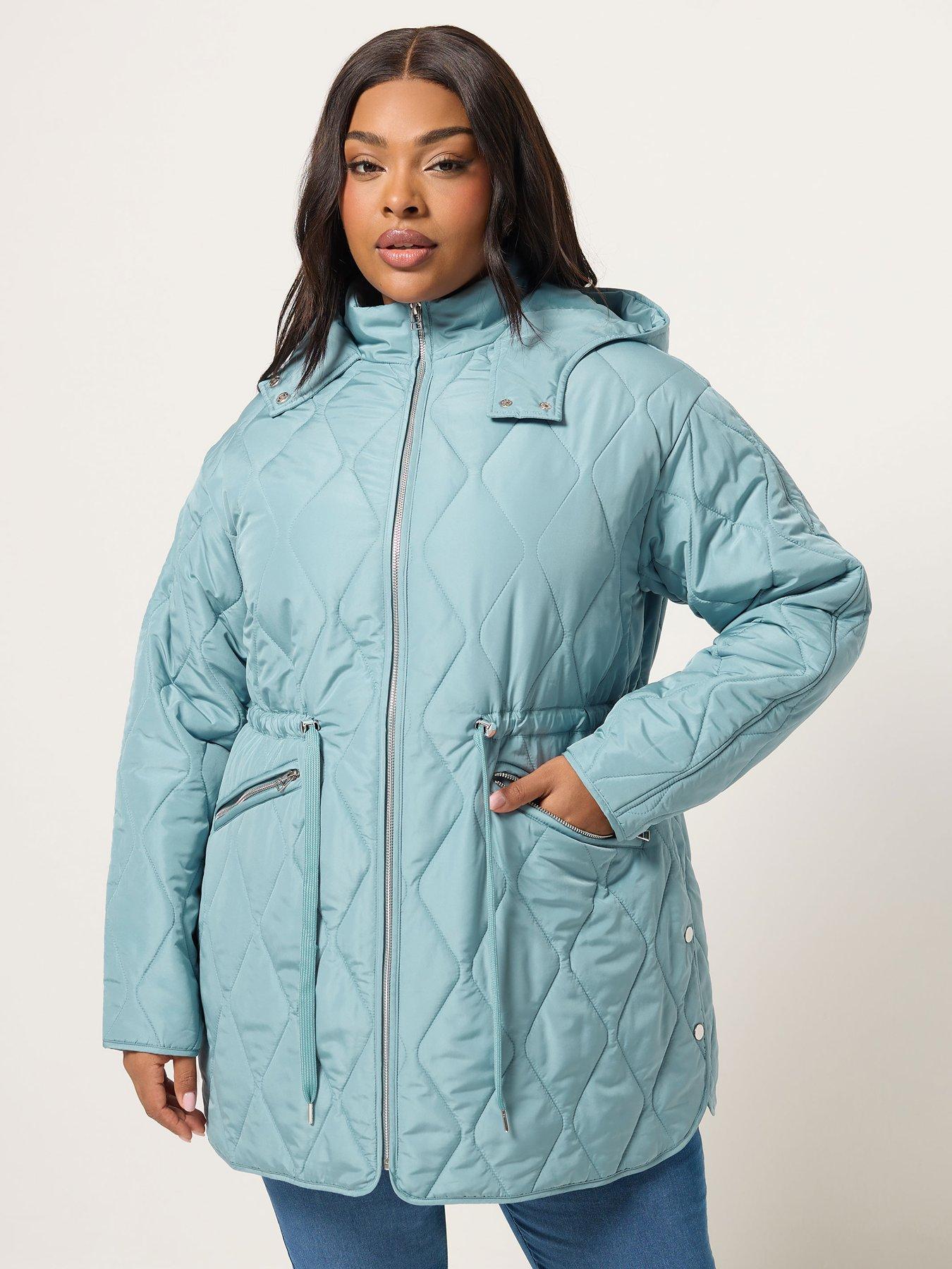 Image 4 of 6 of Yours Curve Lightweight Diamond Quilted Midi Jacket