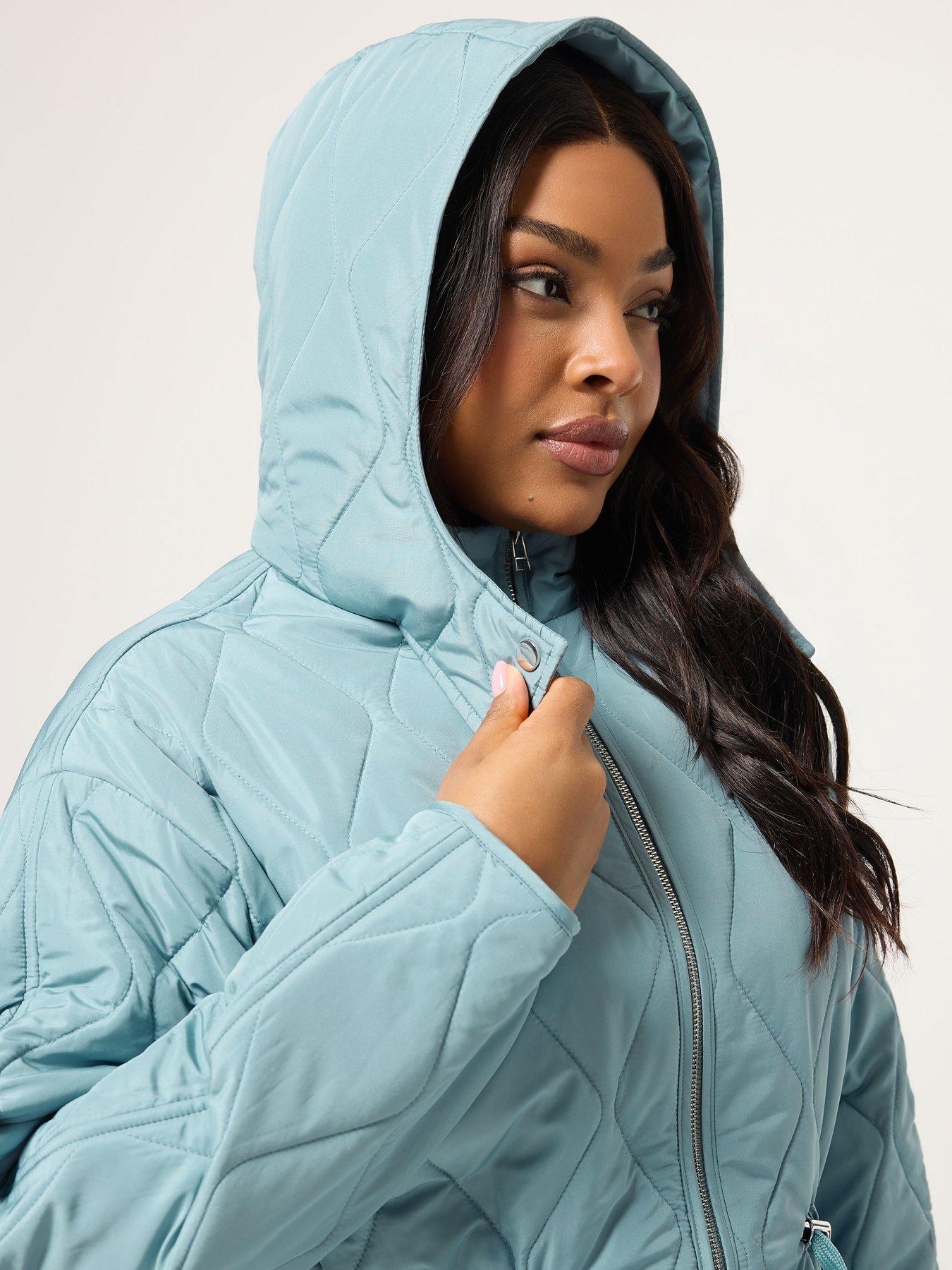 Image 5 of 6 of Yours Curve Lightweight Diamond Quilted Midi Jacket
