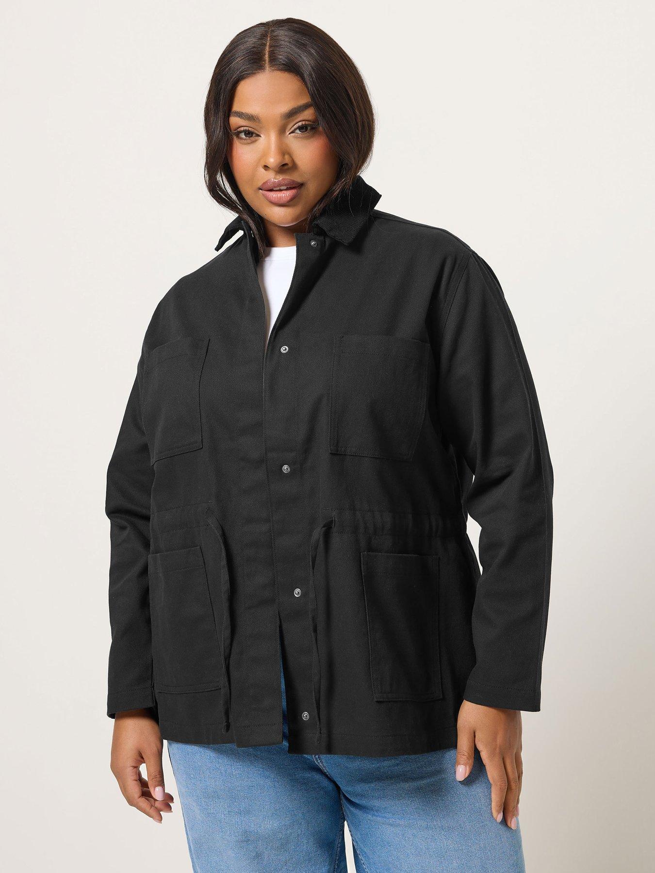 yours-curve-carpenter-cord-collar-jacket-blackfront
