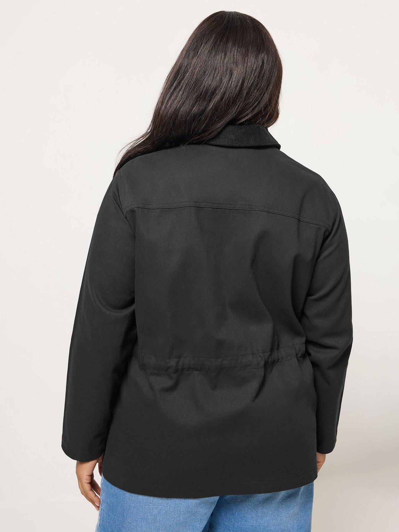 yours-curve-carpenter-cord-collar-jacket-blackstillFront