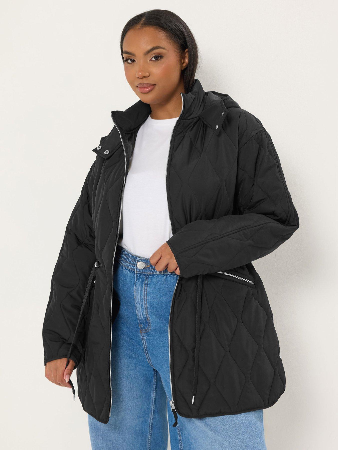 yours-curve-lightweight-diamond-quilted-midi-jacket-black