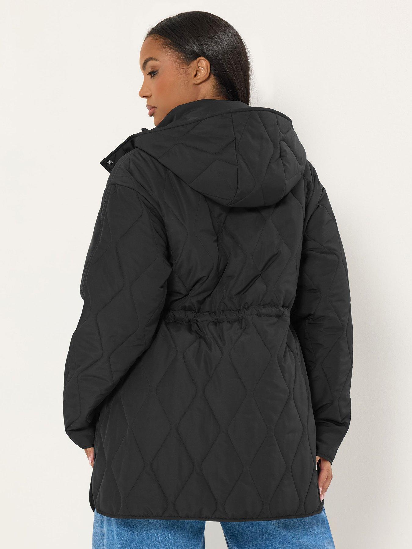 yours-curve-lightweight-diamond-quilted-midi-jacket-blackstillFront