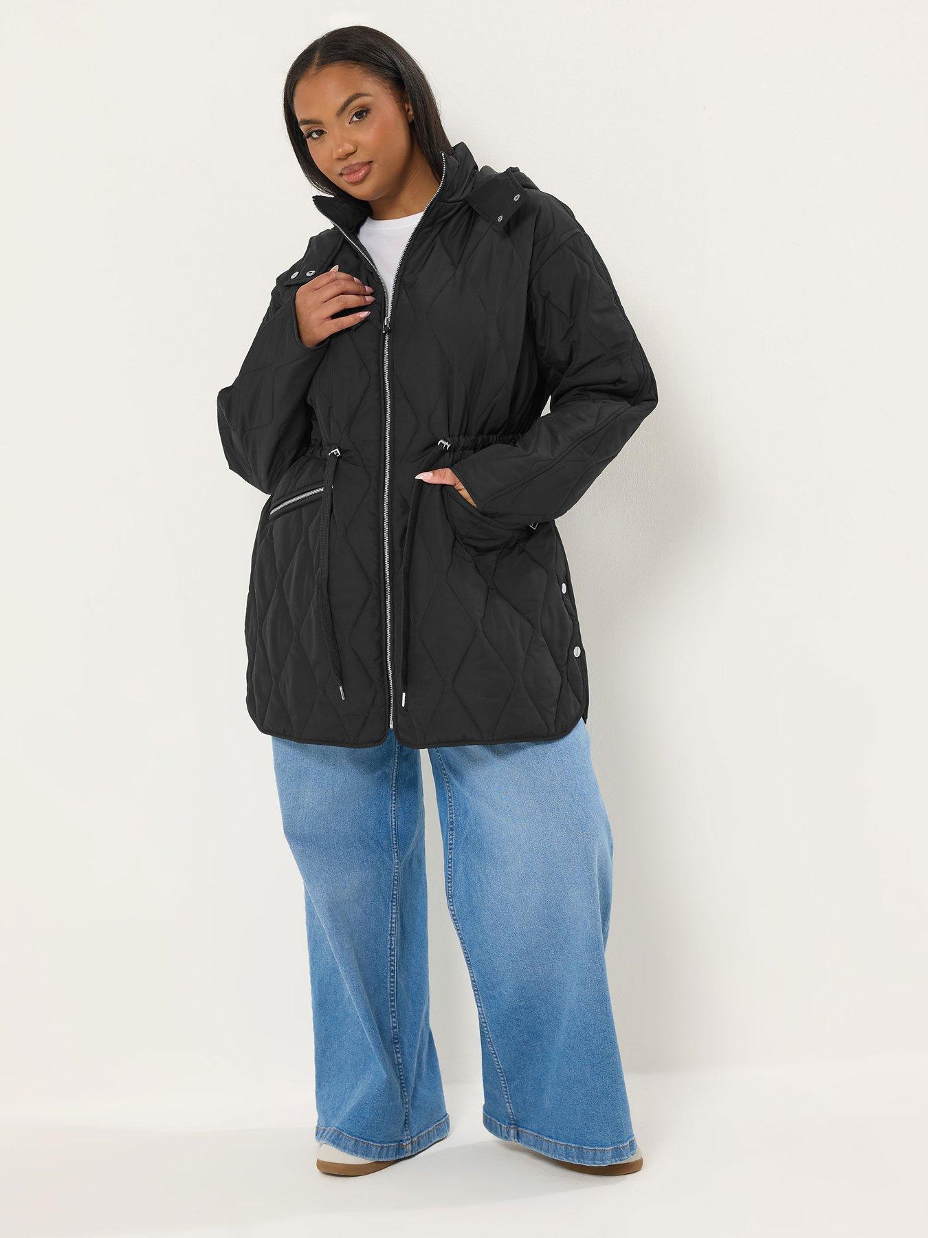 Image 3 of 5 of Yours Curve Lightweight Diamond Quilted Midi Jacket