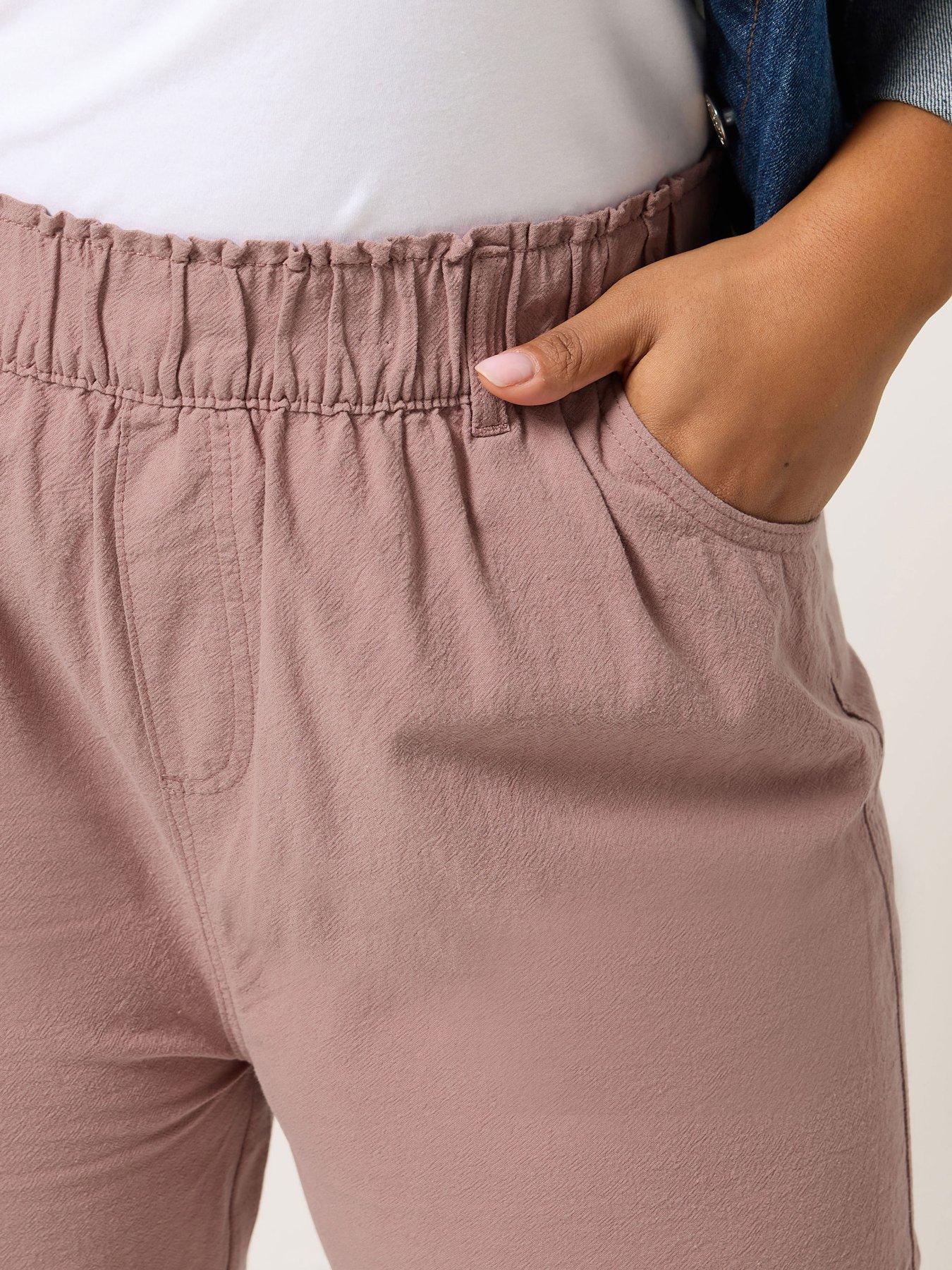Image 4 of 5 of Yours Curve Cool Cotton Cropped Trouser - Pink