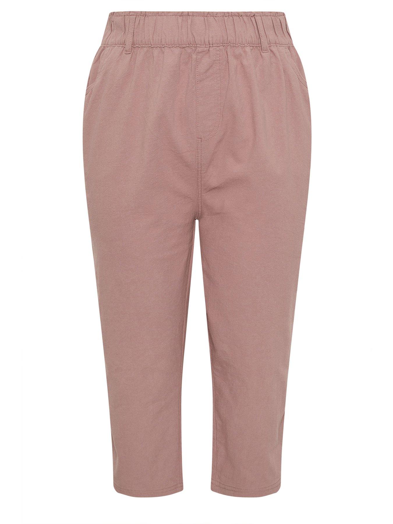 Image 5 of 5 of Yours Curve Cool Cotton Cropped Trouser - Pink