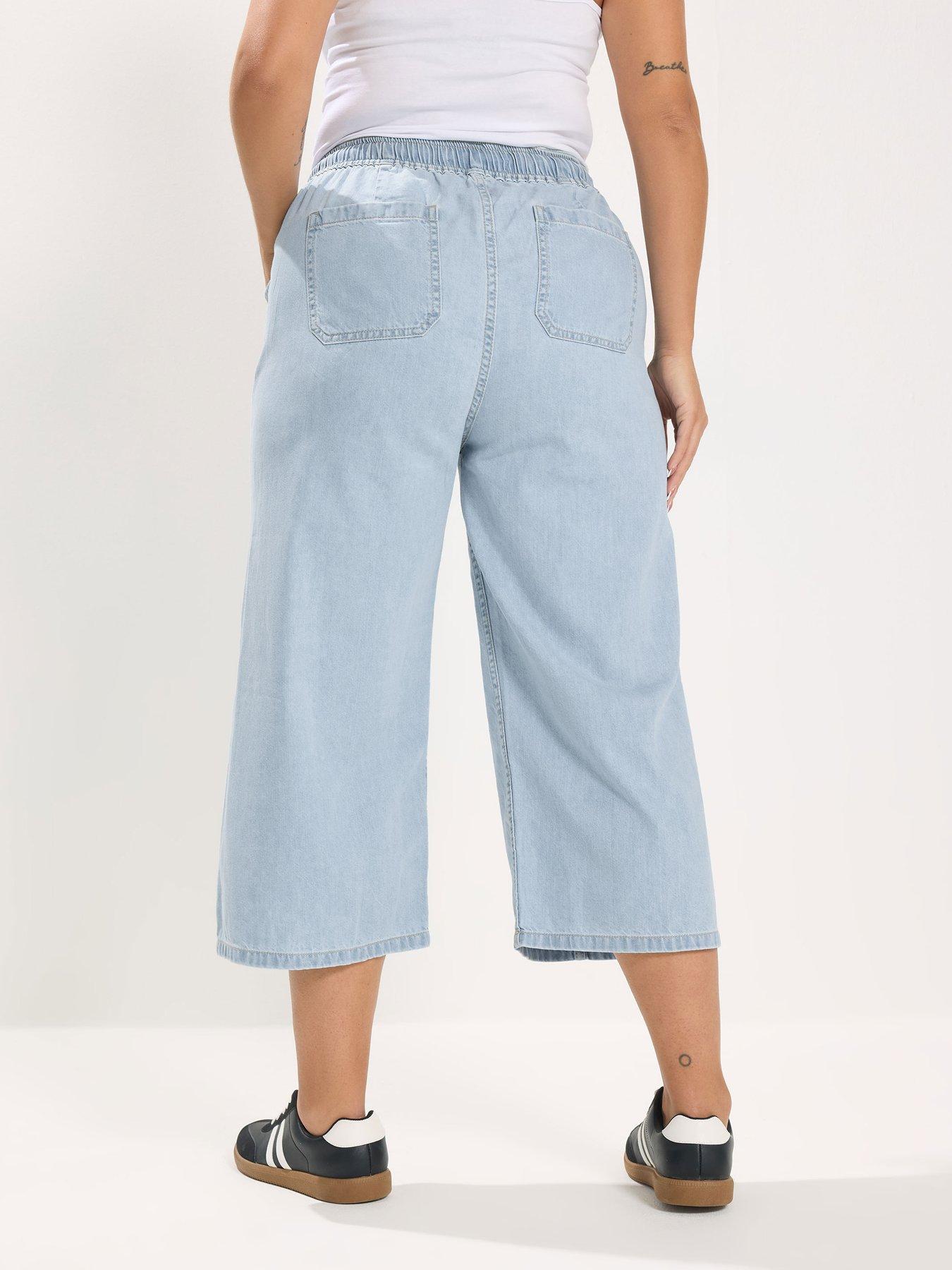 yours-curve-tie-waist-cropped-trouser-bluestillFront