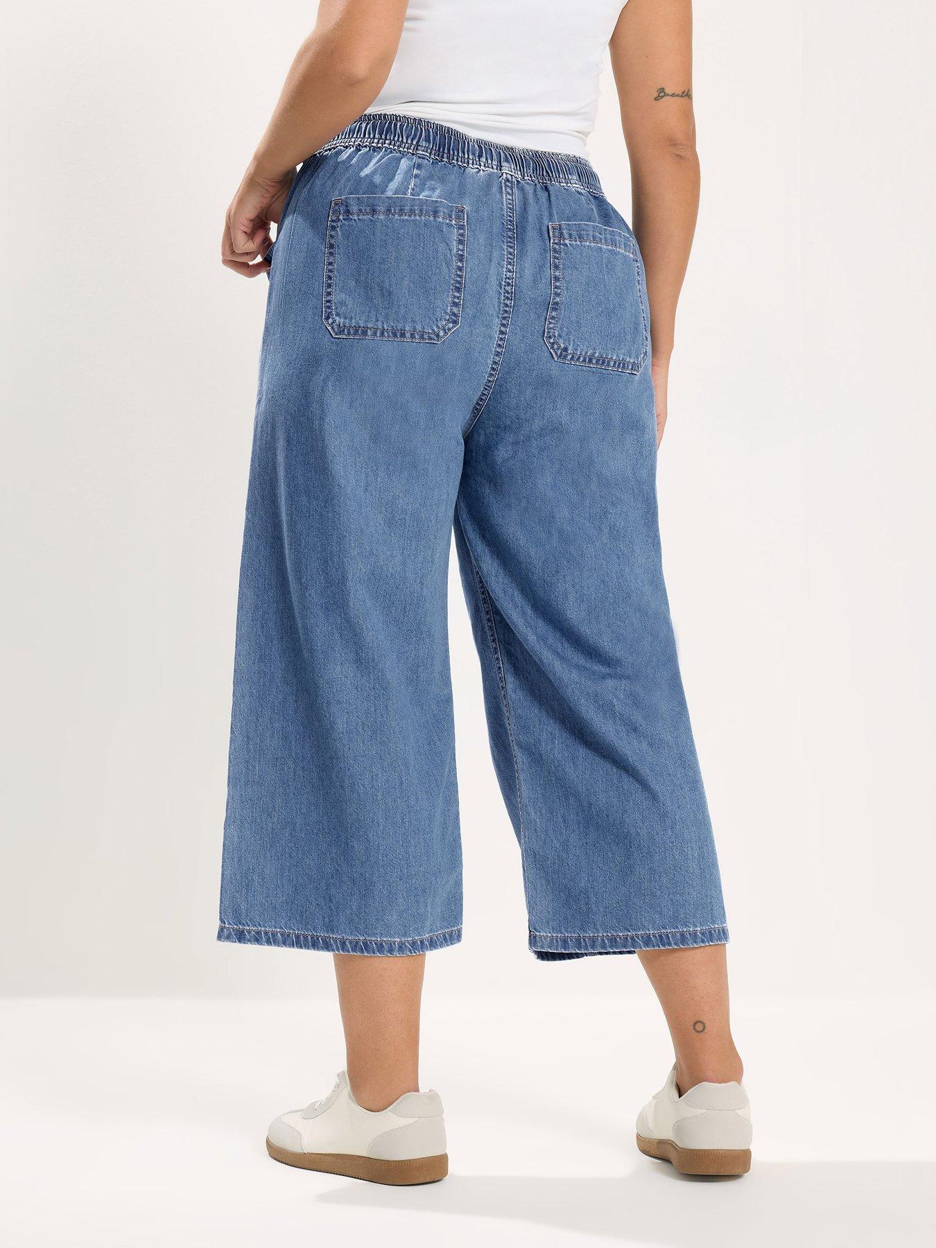 yours-curve-tie-waist-cropped-trouser-bluestillFront