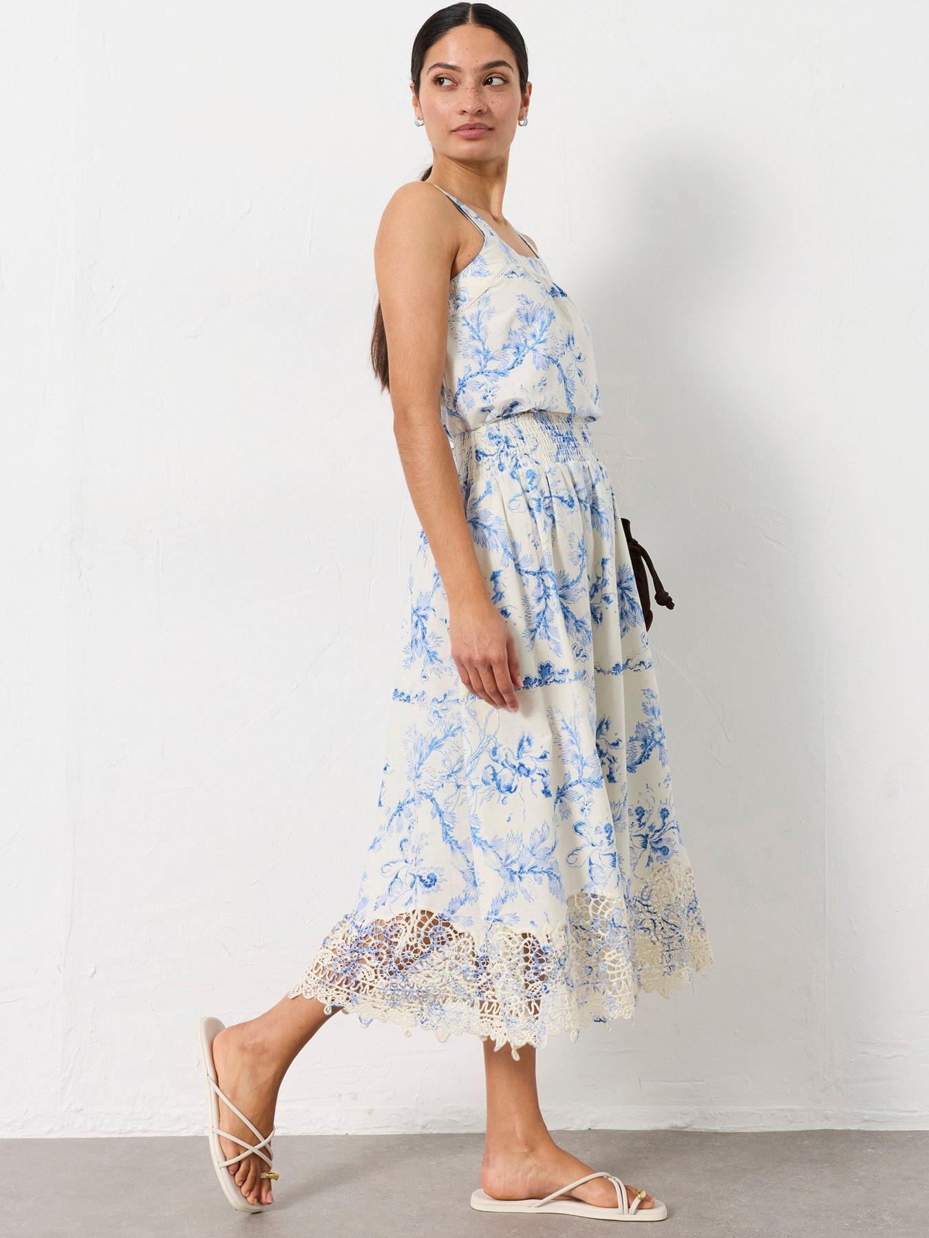 FatFace June Bloom Midi Skirt - Ivory
