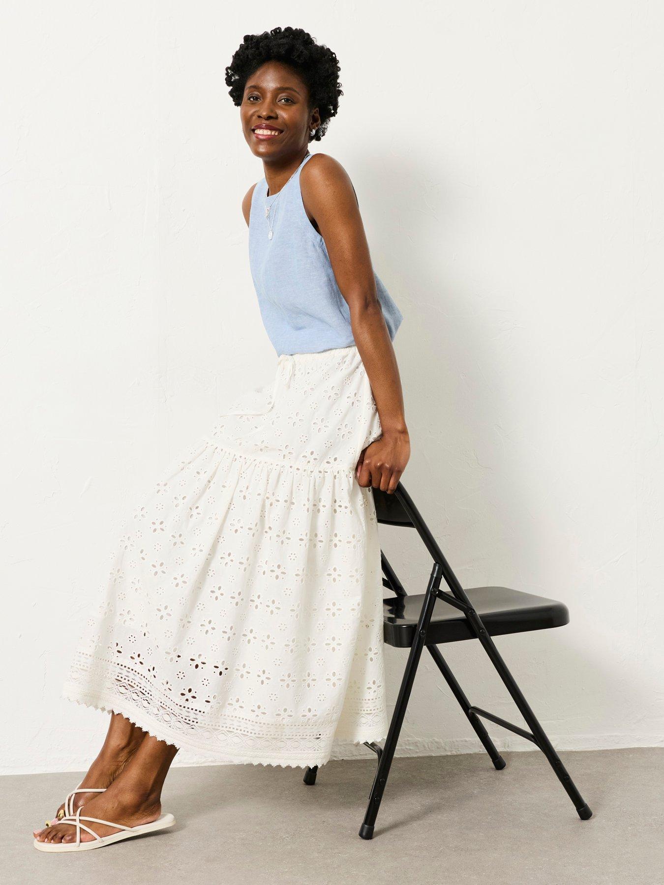 FatFace Winnie Broderie Midi - White