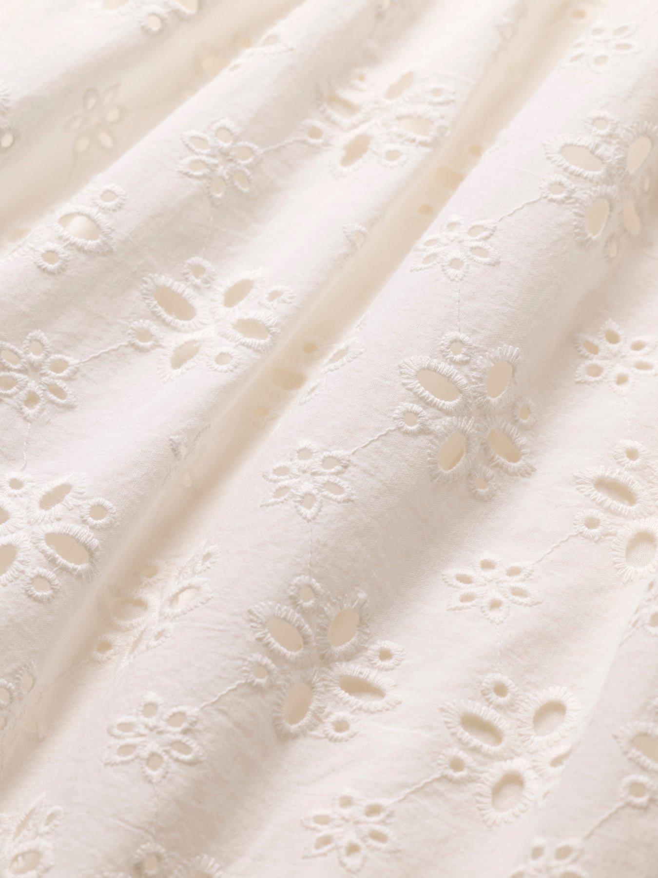 Image 6 of 7 of FatFace Winnie Broderie Midi - White