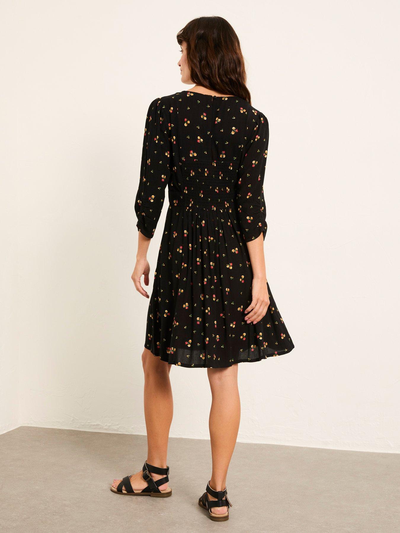 Image 2 of 5 of FatFace Anya Pop Ditsy Dress - Black