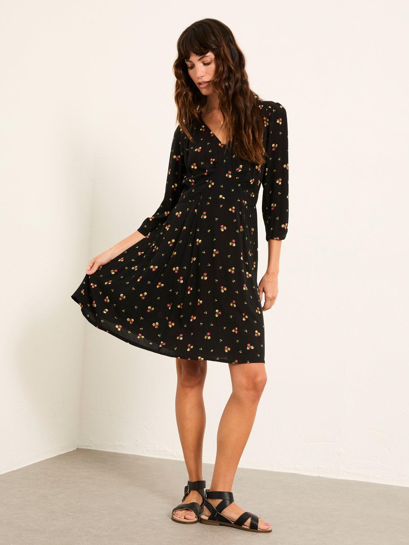 Image 3 of 5 of FatFace Anya Pop Ditsy Dress - Black