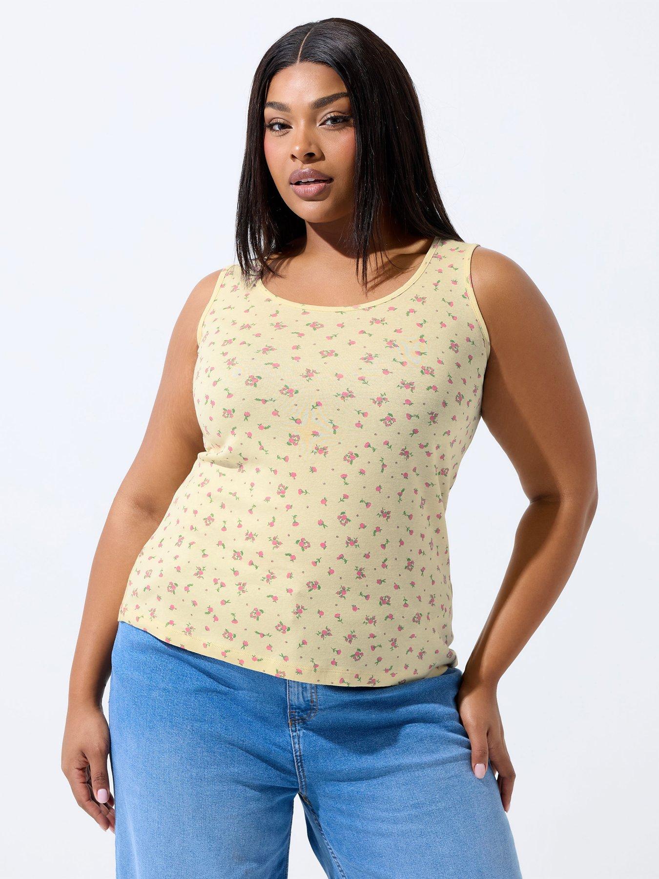 yours-curve-ditsy-print-vest-top-yellow