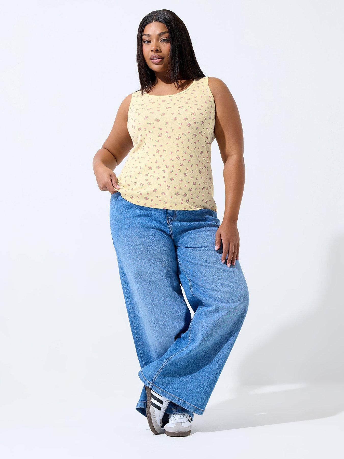 yours-curve-ditsy-print-vest-top-yellowback