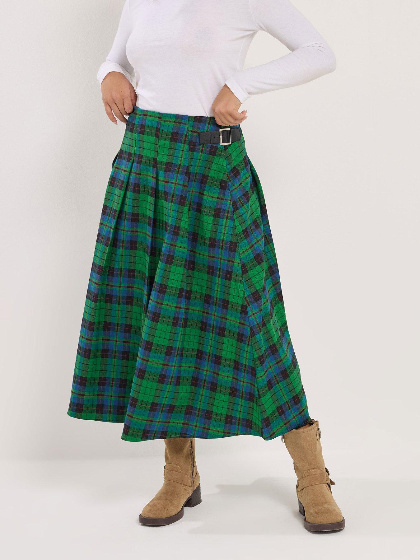 Image 1 of 5 of PixieGirl Petite Check Buckle Midi Skirt