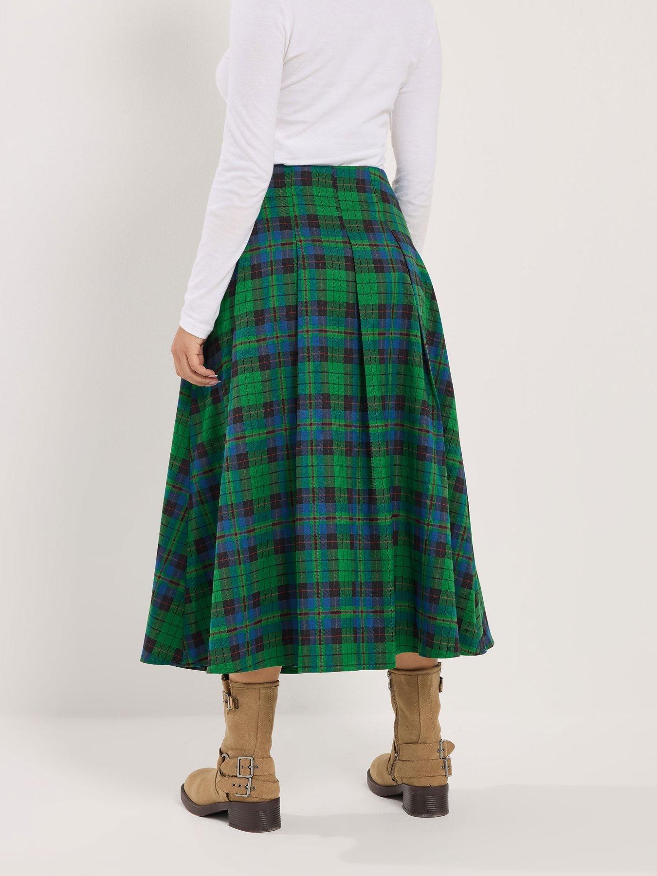 Image 2 of 5 of PixieGirl Petite Check Buckle Midi Skirt