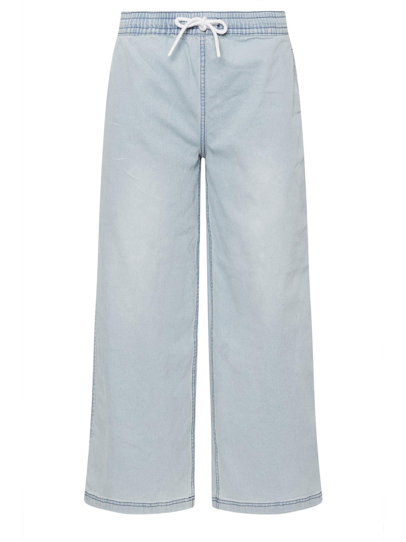 Image 5 of 5 of PixieGirl Petite Pull On Wide Leg Jeans - Blue