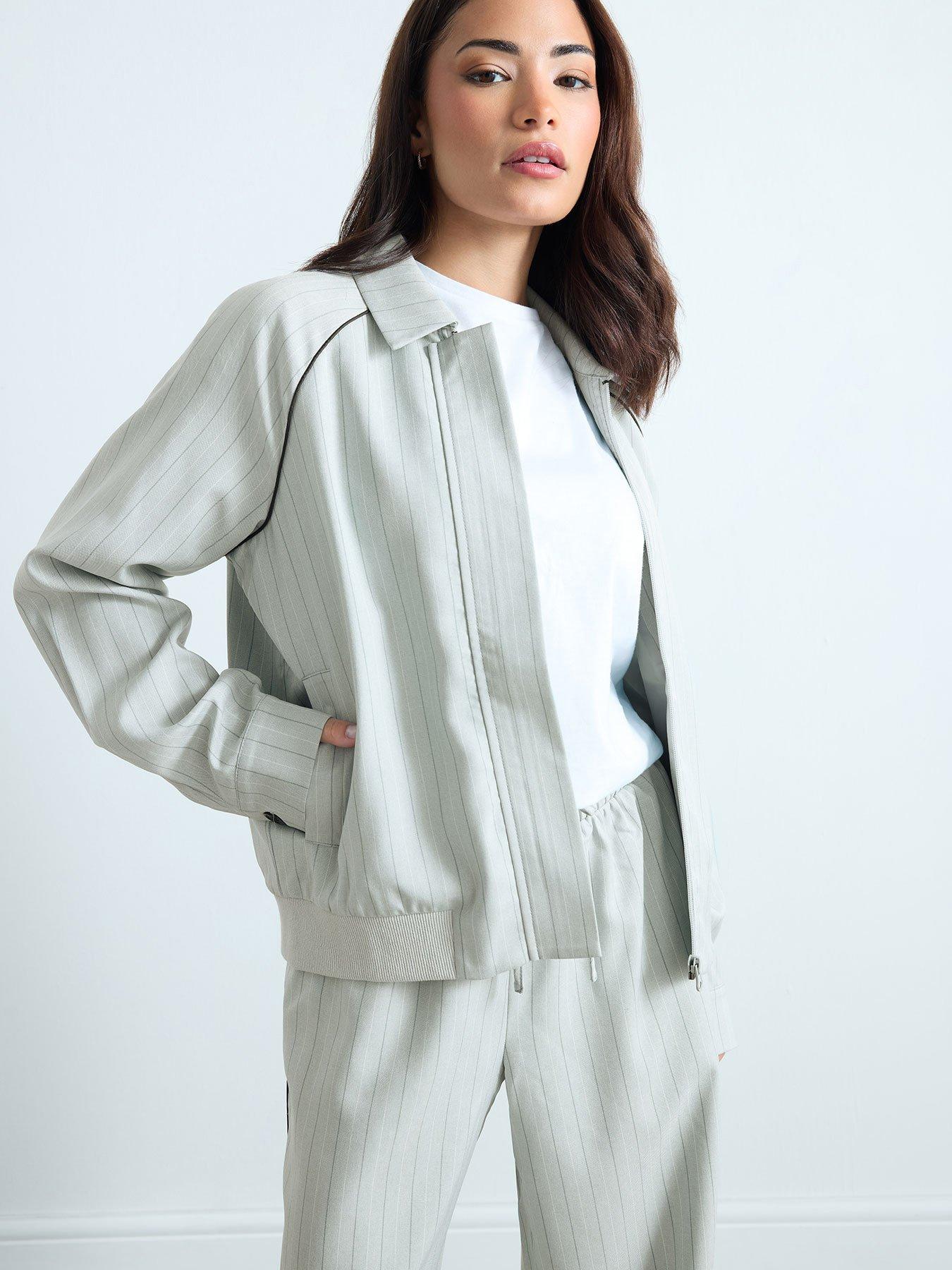 Image 1 of 3 of PixieGirl Petite Stripe Raglan Jacket - Blue