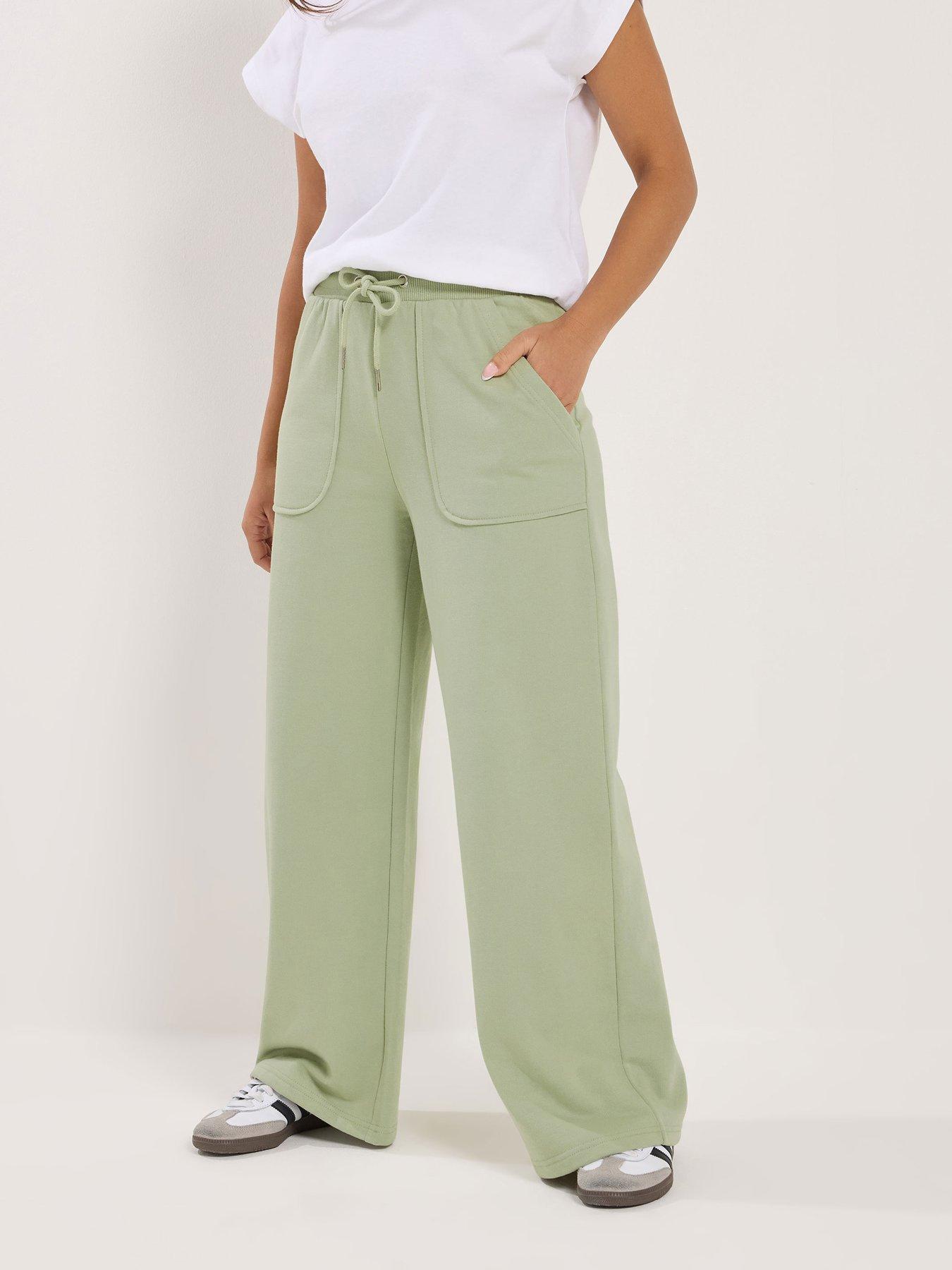 pixiegirl-petite-patch-pocket-wide-leg-joggers-greenfront