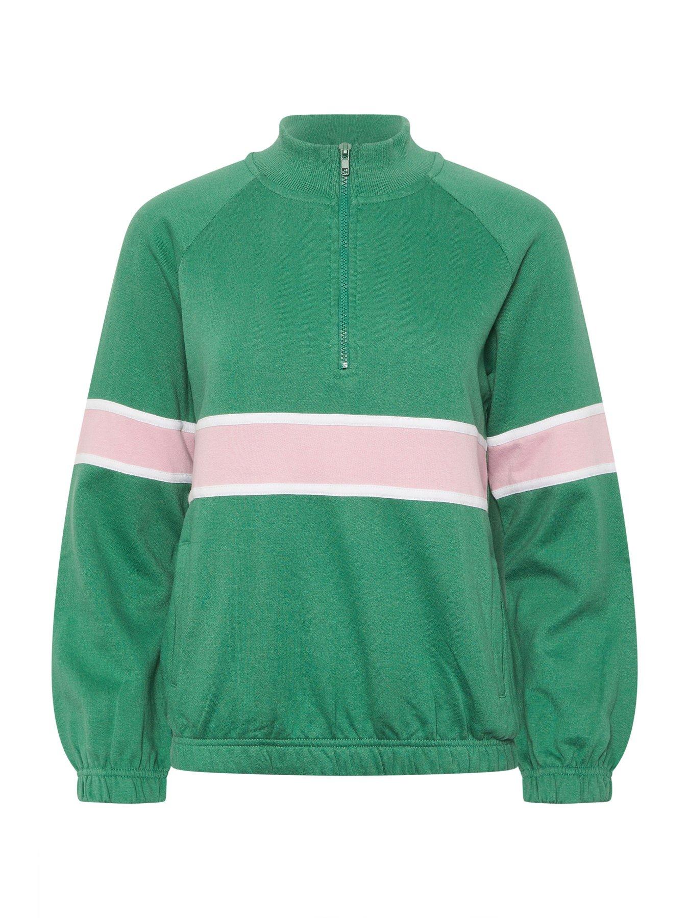 pixiegirl-petite-retro-stripe-quarter-zip-sweat-top-greendetail