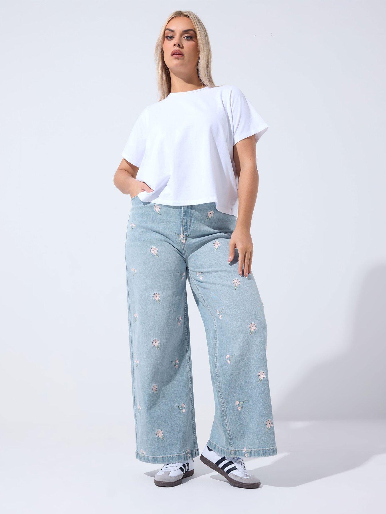 Image 3 of 5 of Yours Curve Floral Embroidered Jean