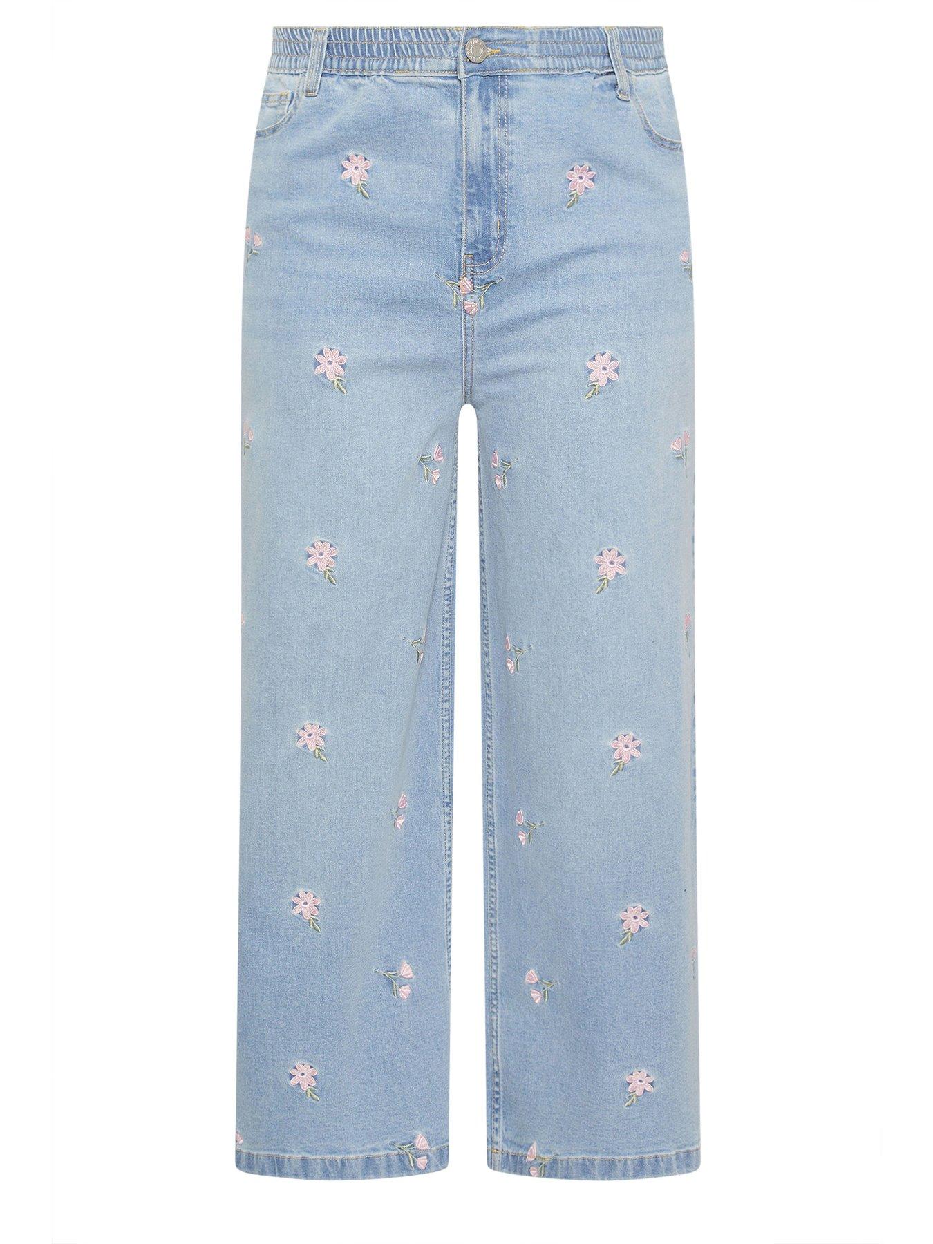 Image 5 of 5 of Yours Curve Floral Embroidered Jean