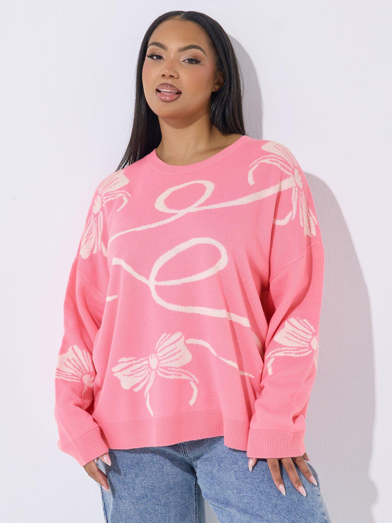 yours-curve-bow-jumper-pinkoutfit