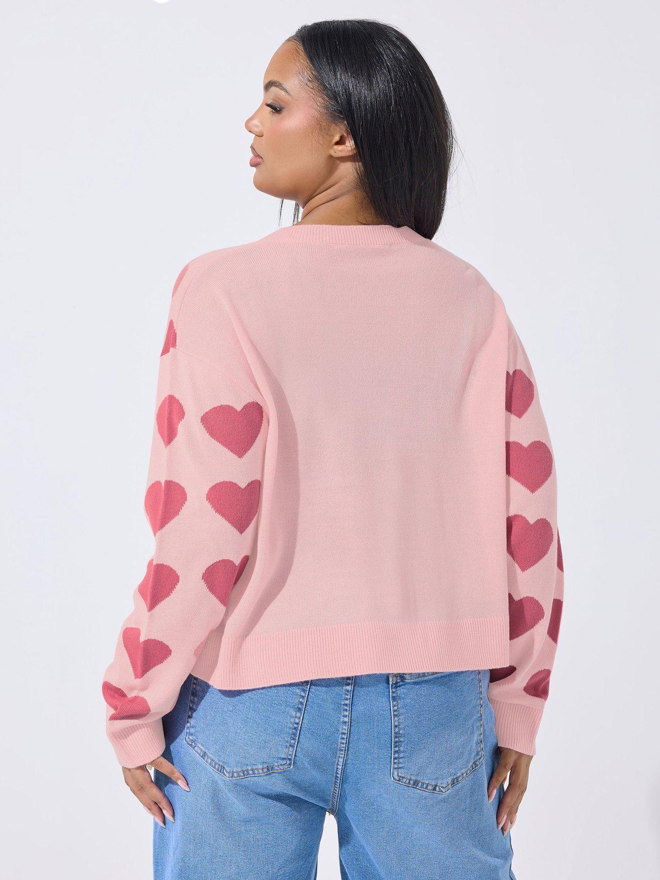 yours-curve-heart-knitted-cardigan-pinkstillFront