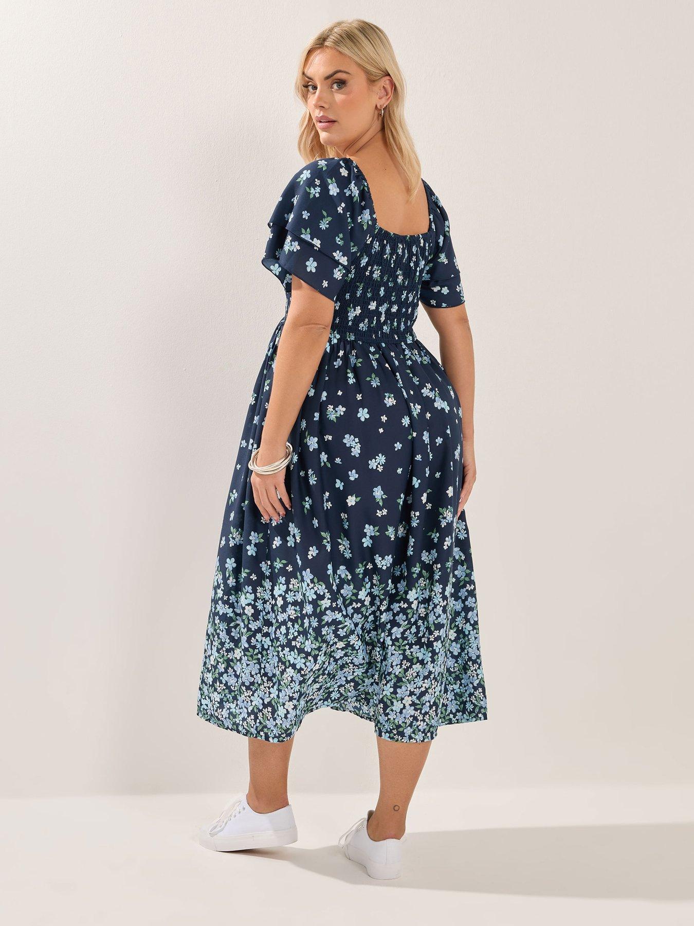 yours-curve-shirred-midaxi-dressstillFront
