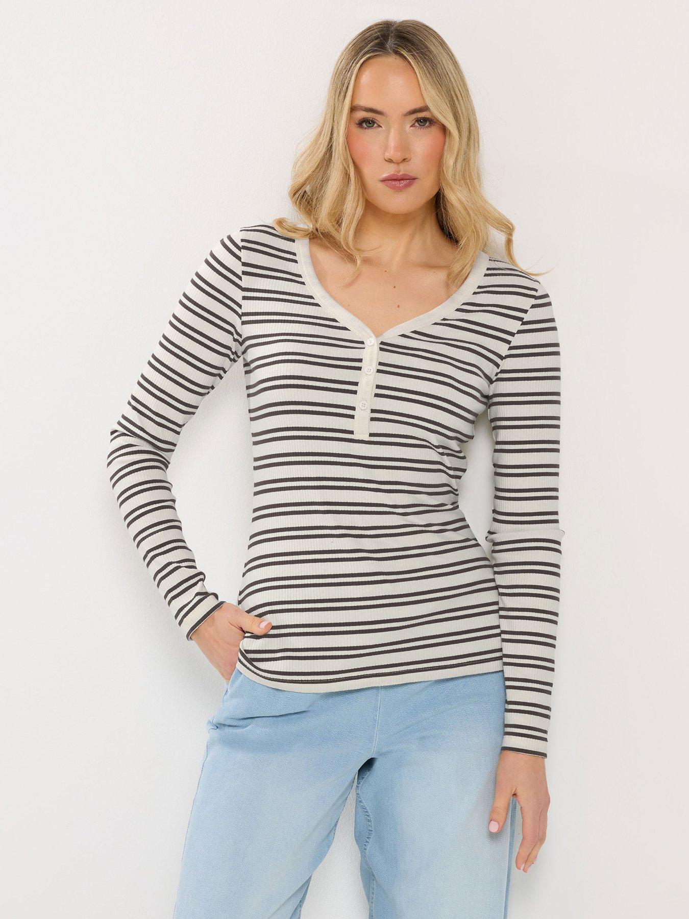 Long Tall Sally Tall Stripe Rib Henley T-Shirts