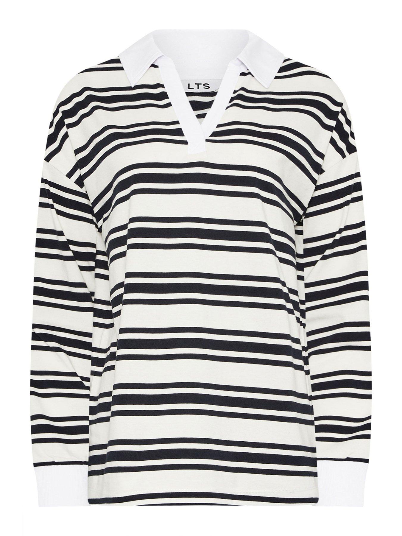 Image 5 of 5 of Long Tall Sally Oversized Long Sleeve Placket Polo Top - White
