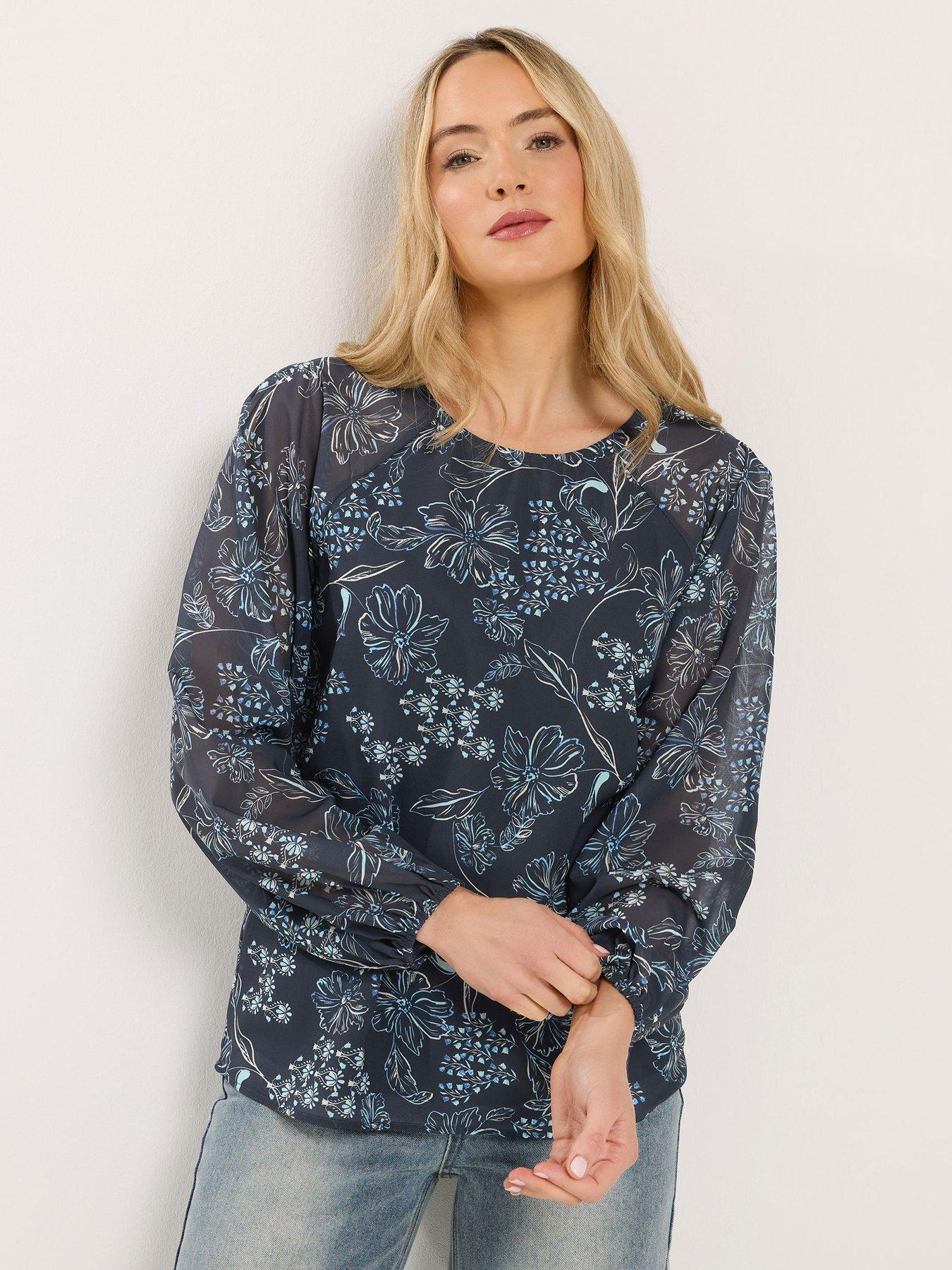 Image 1 of 5 of Long Tall Sally Tall Floral Georgette Raglan Top