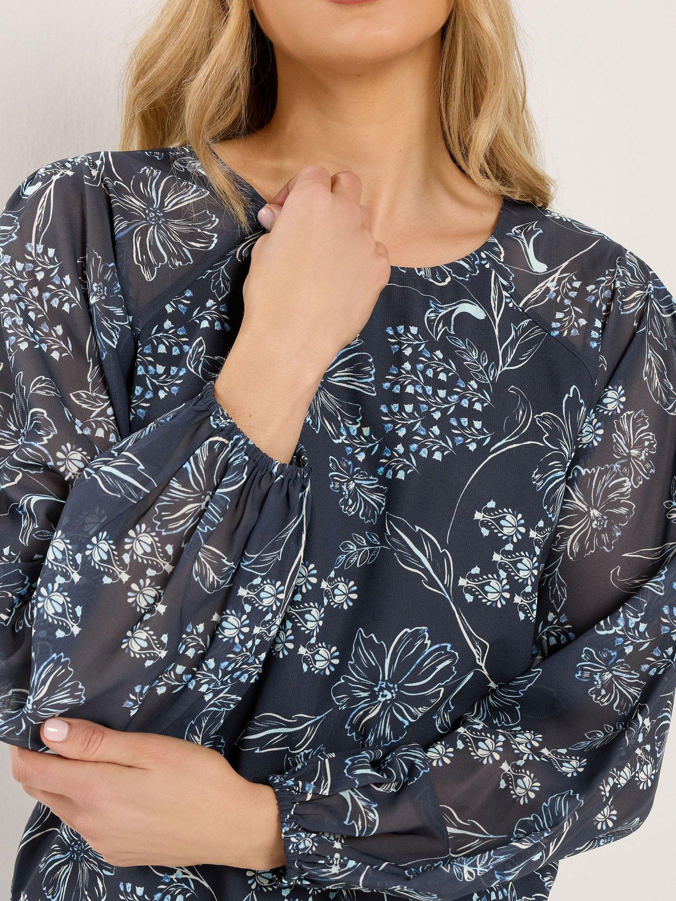 Image 4 of 5 of Long Tall Sally Tall Floral Georgette Raglan Top