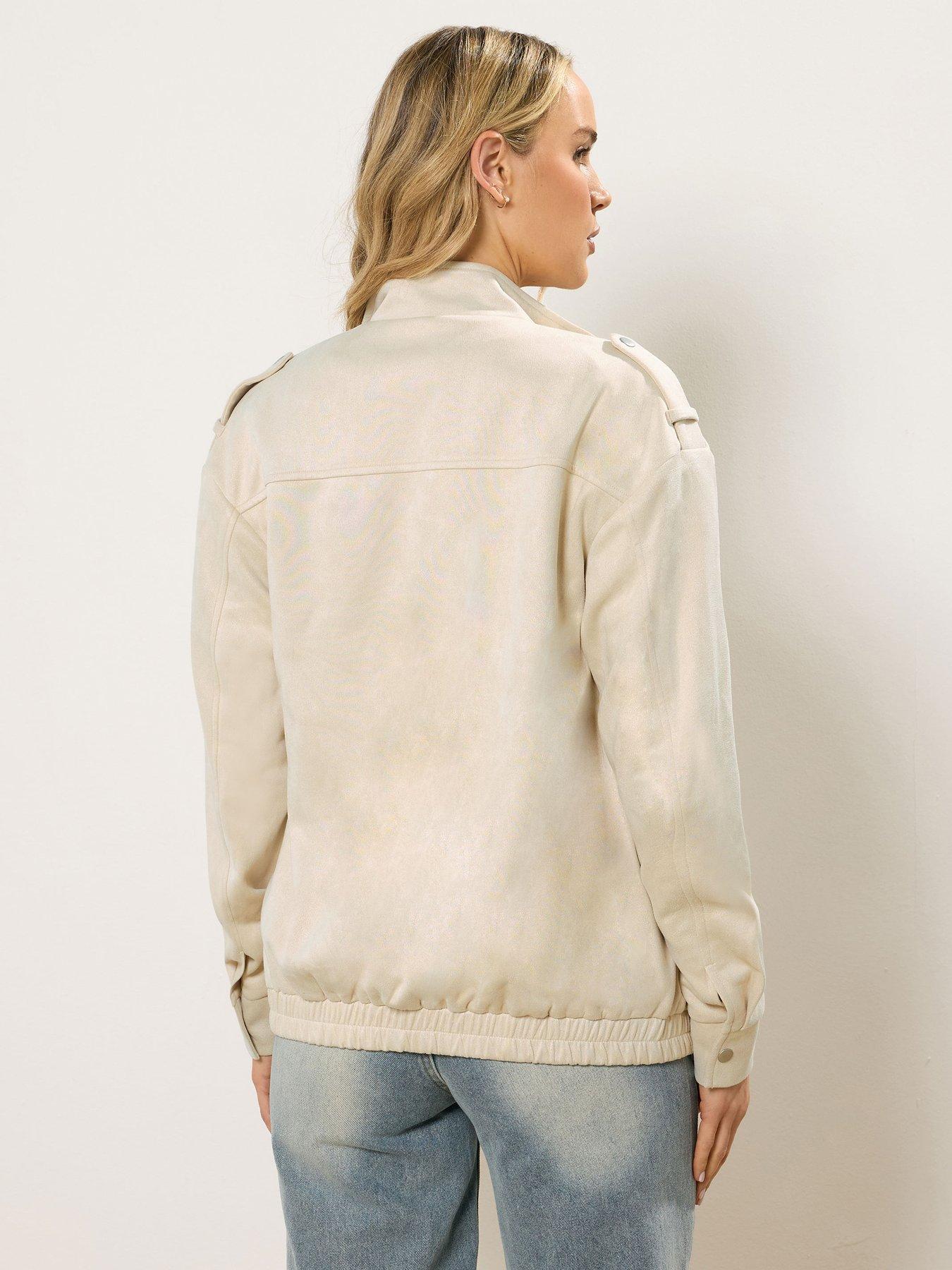 Image 2 of 5 of Long Tall Sally Long Sleeve Faux Suede Jacket - Cream