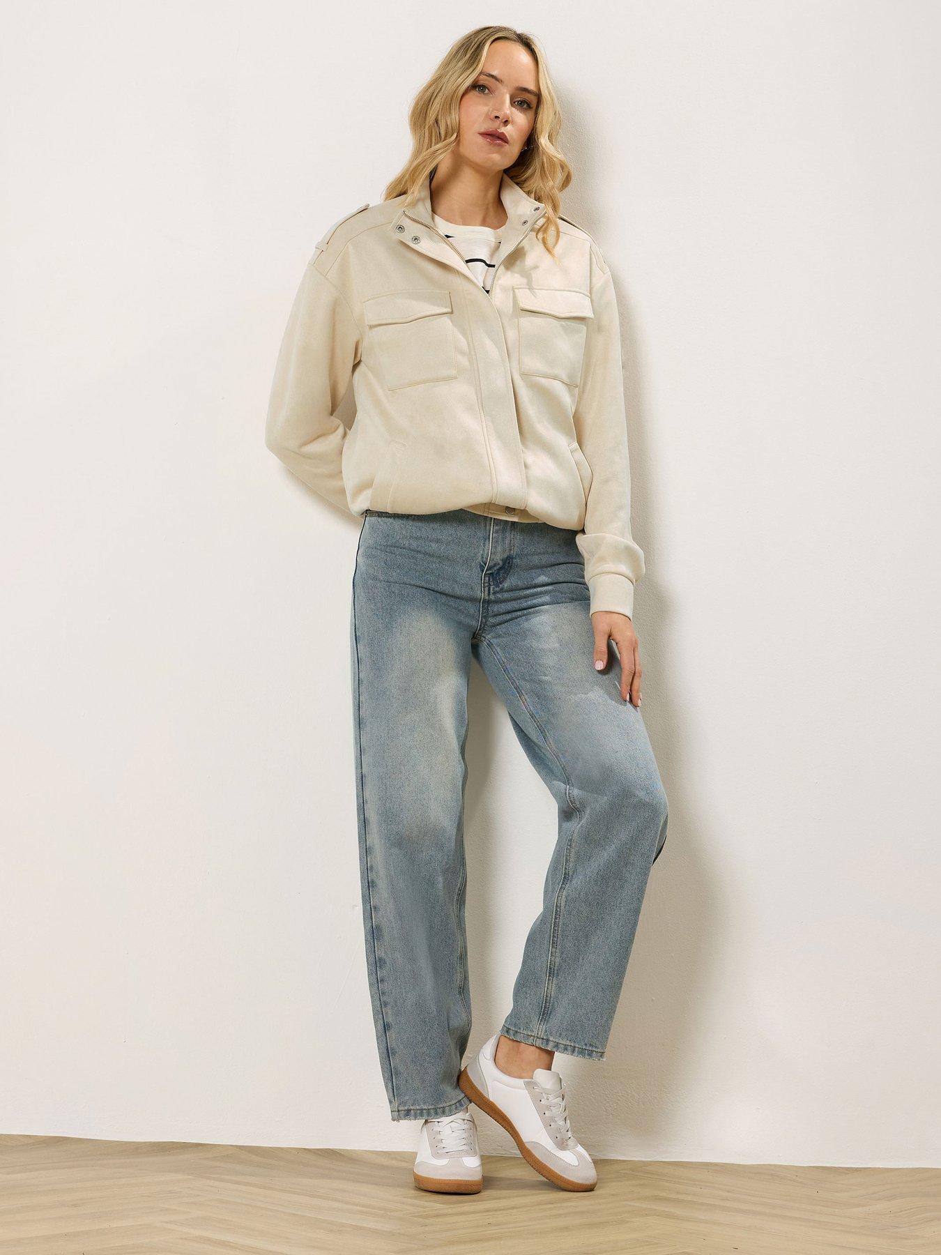 Image 3 of 5 of Long Tall Sally Long Sleeve Faux Suede Jacket - Cream