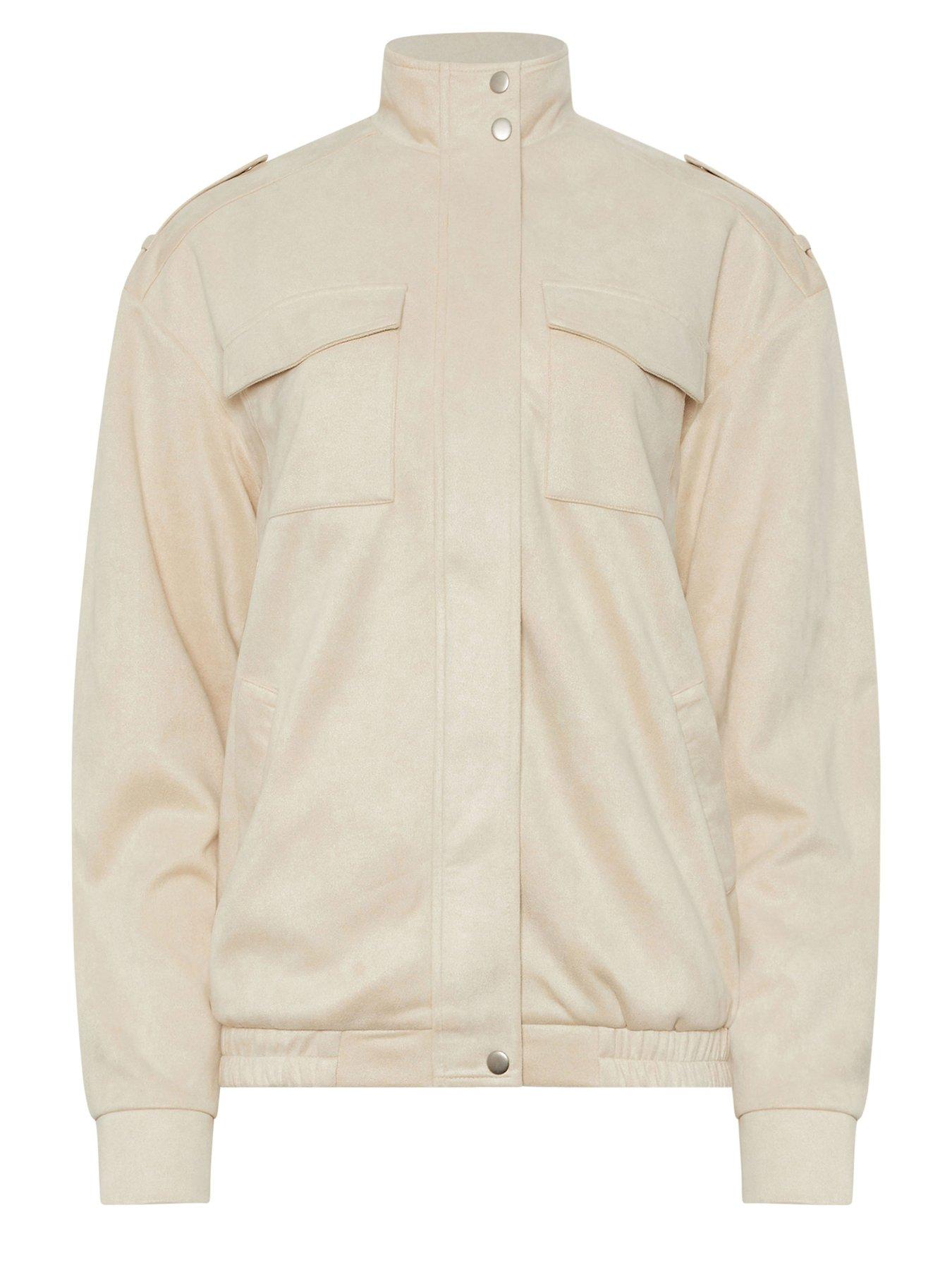 Image 5 of 5 of Long Tall Sally Long Sleeve Faux Suede Jacket - Cream