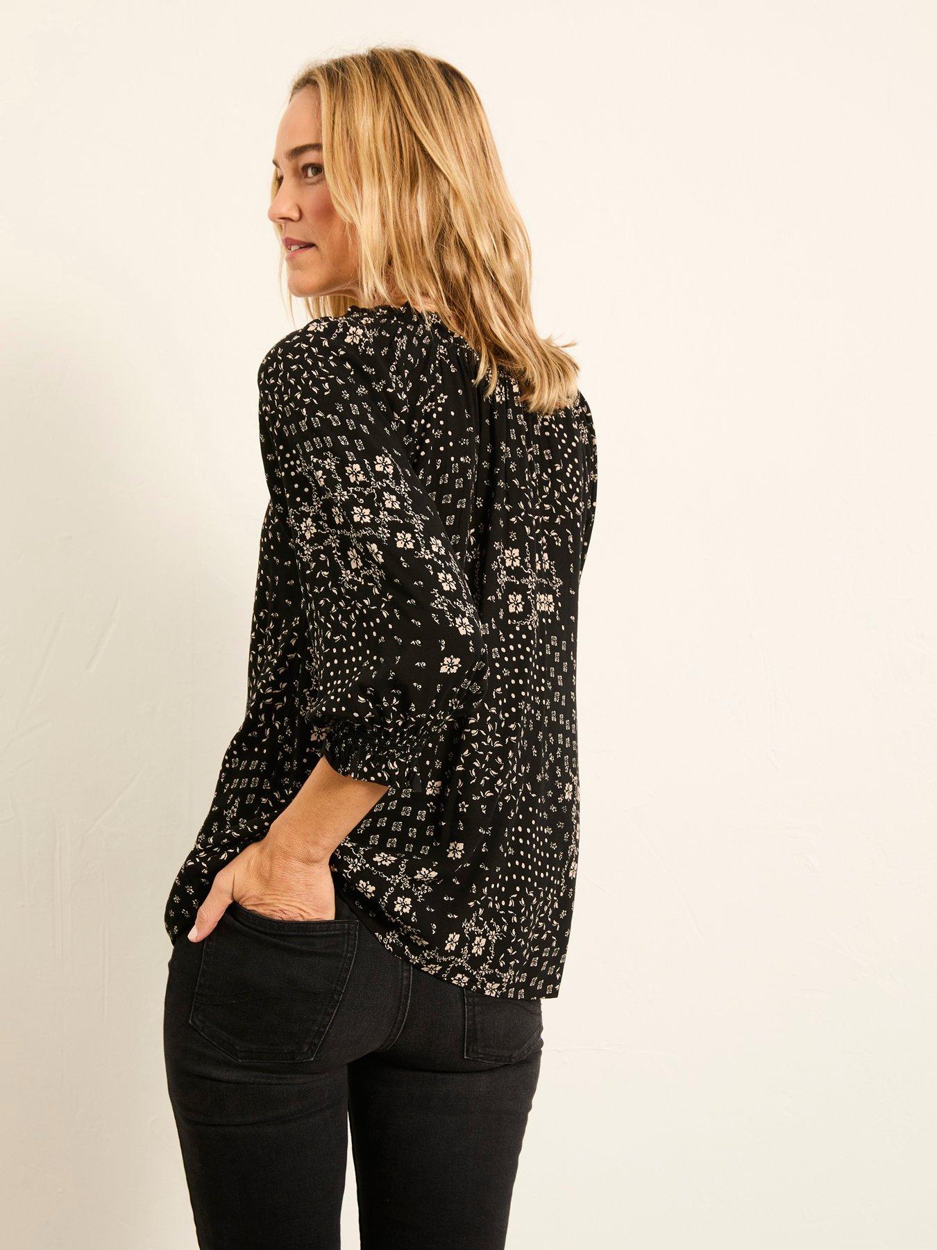 Image 2 of 5 of FatFace Kira Mono Blouse - Black