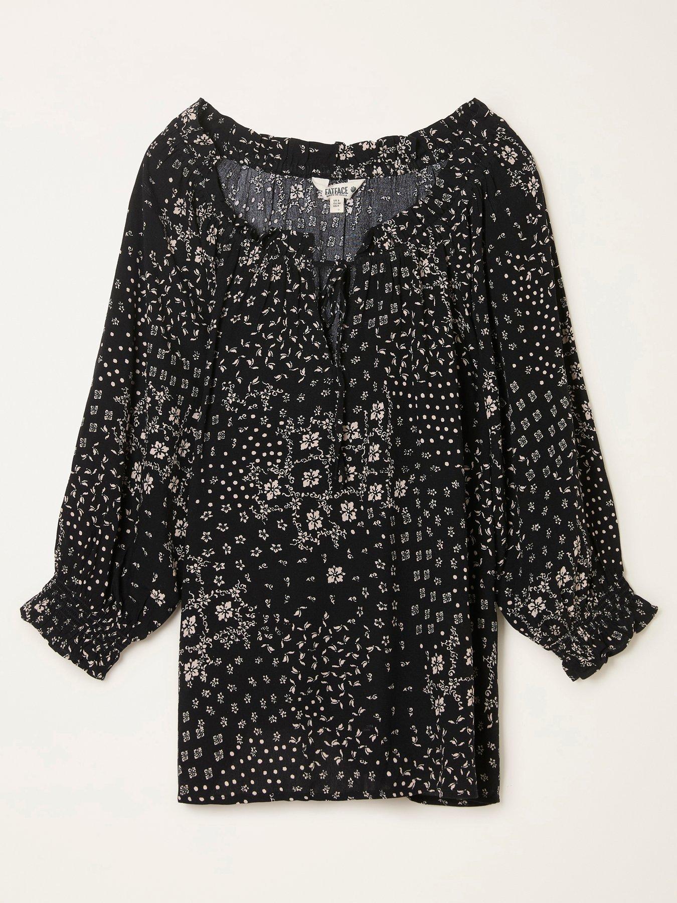 Image 5 of 5 of FatFace Kira Mono Blouse - Black