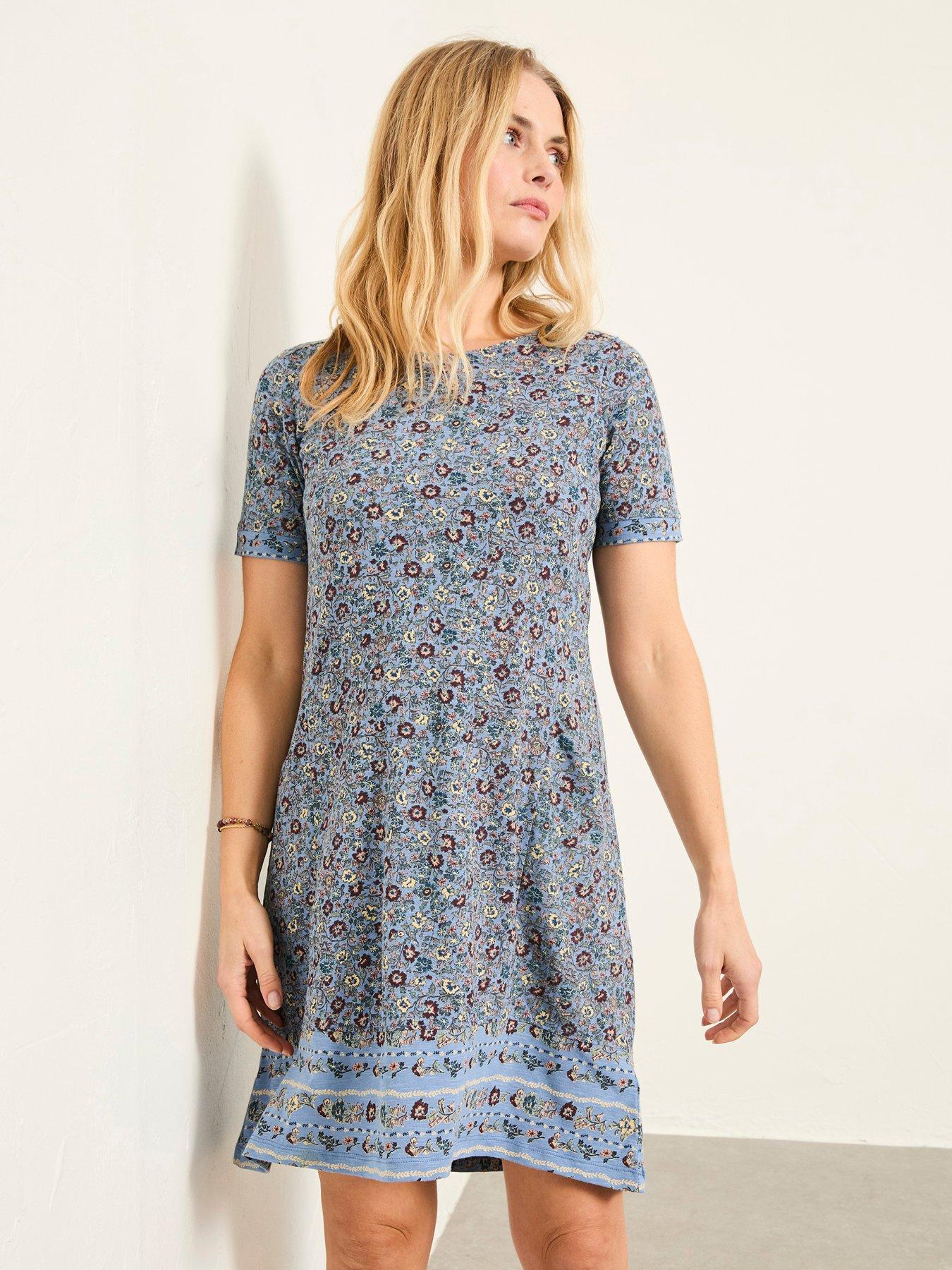 Image 1 of 5 of FatFace Simone Floral Dress - Blue