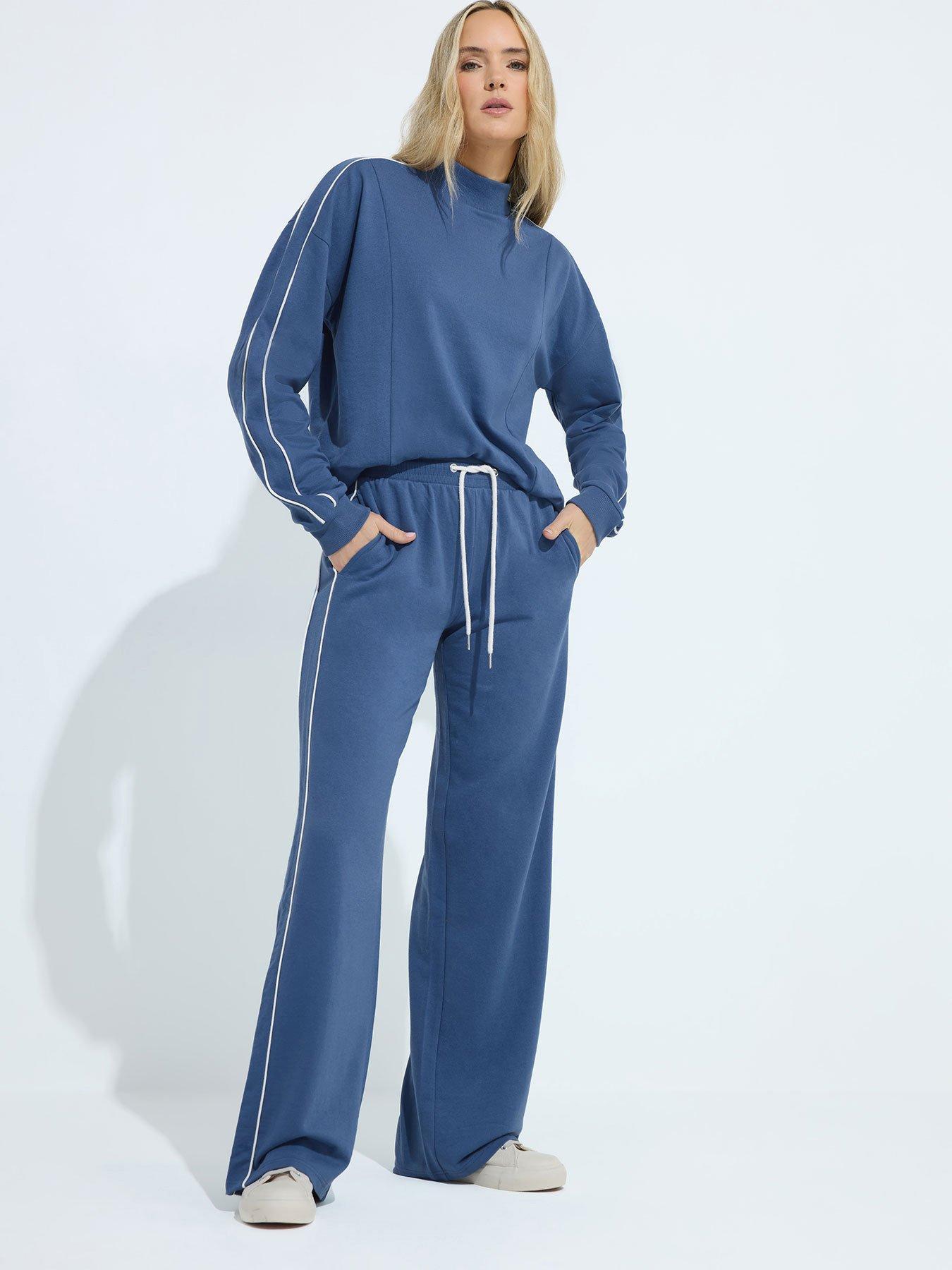 Image 1 of 5 of Long Tall Sally Piped Wide Leg Jogger 36" - Blue