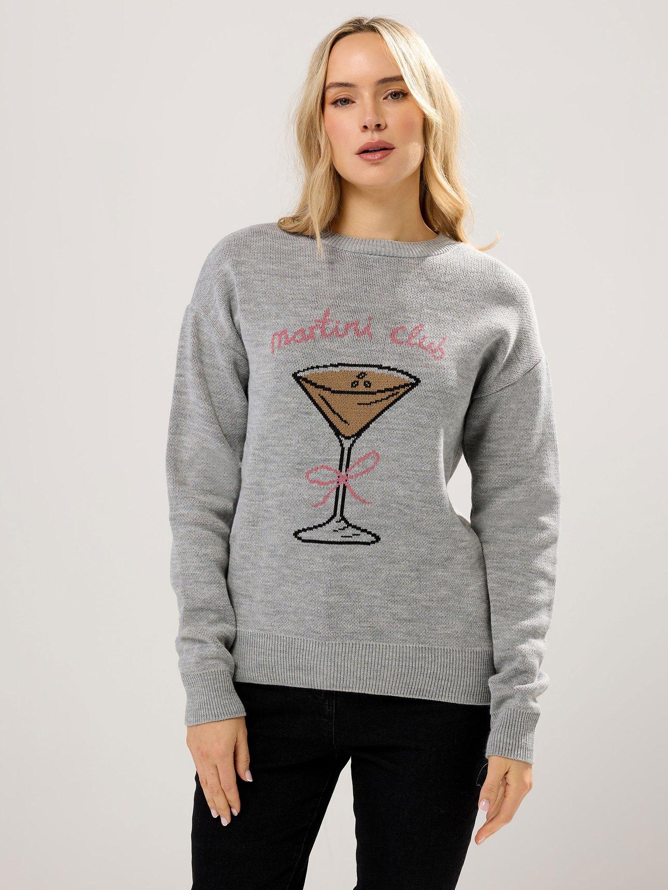 Long Tall Sally Tall Martini Graphic Jumper - Grey