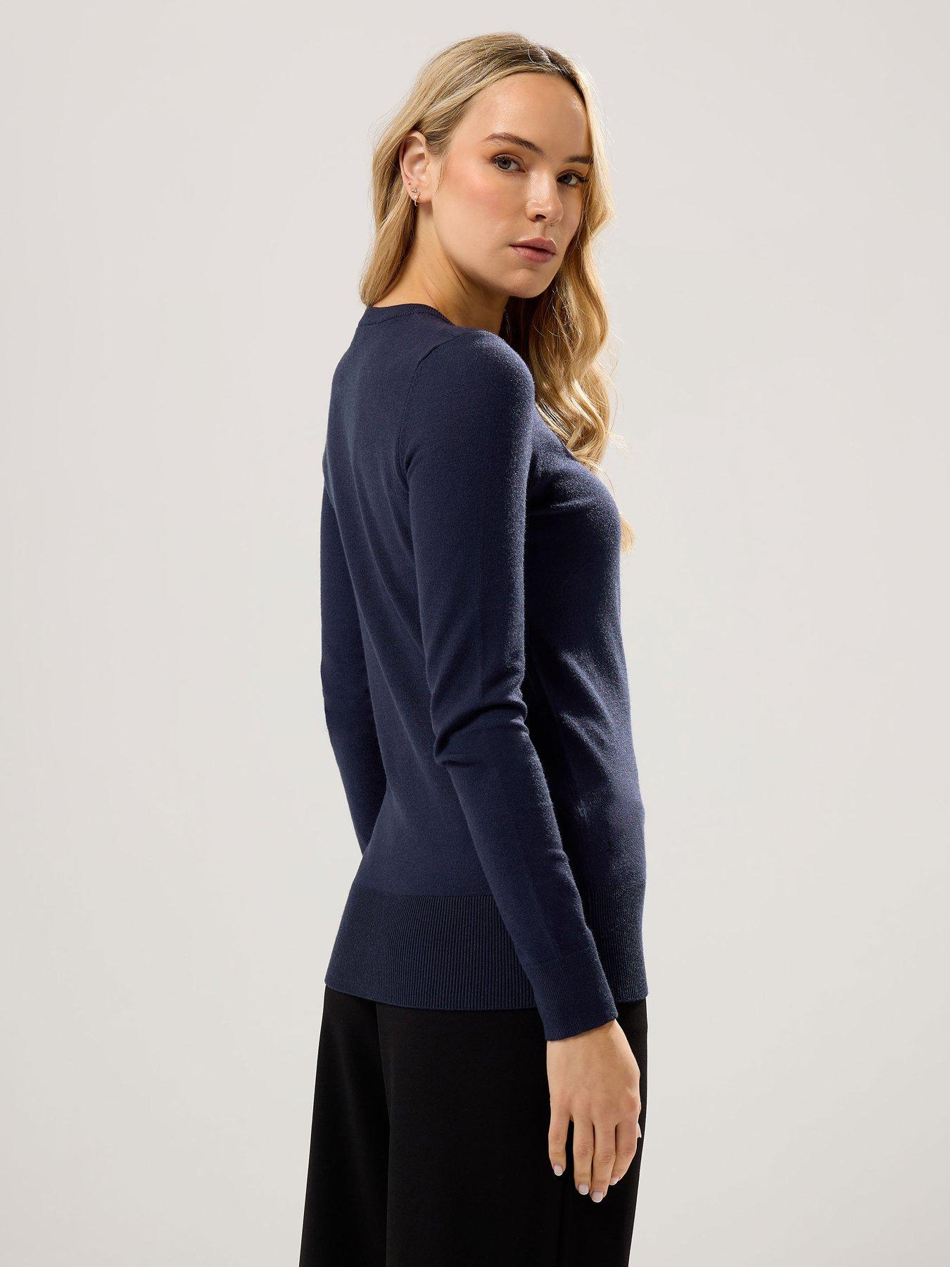 Image 2 of 5 of Long Tall Sally Crew Neck Cardigan - Blue