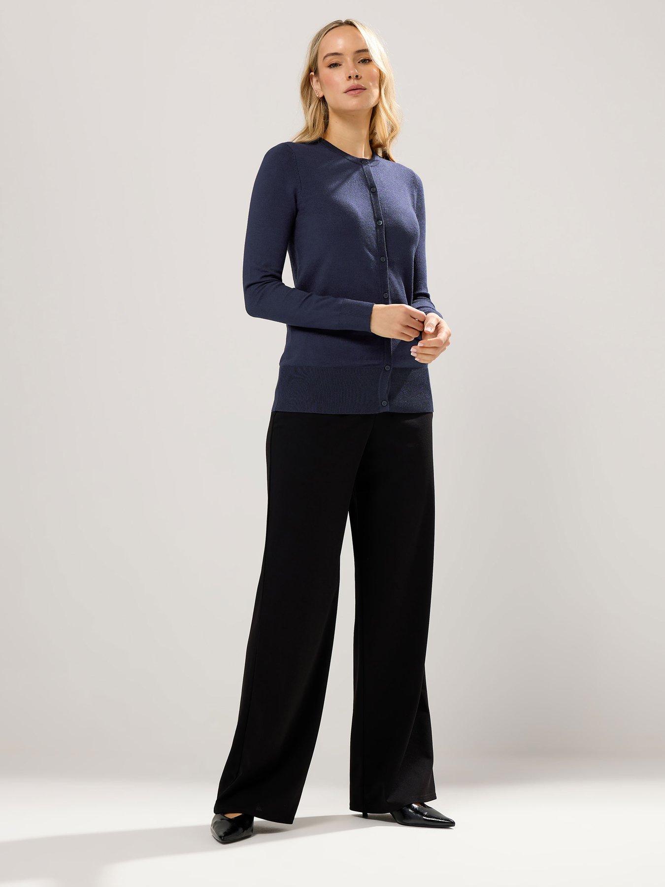Image 3 of 5 of Long Tall Sally Crew Neck Cardigan - Blue