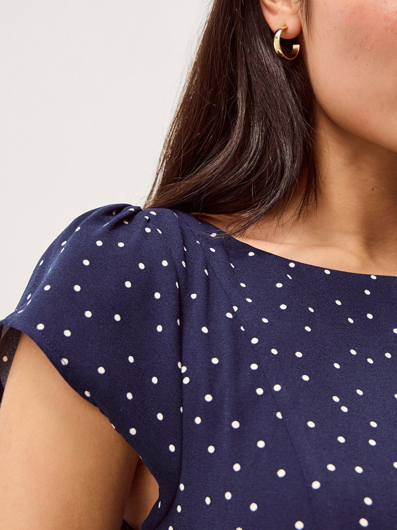 Image 4 of 5 of Monsoon Caitie Spot Midi Dress - Navy