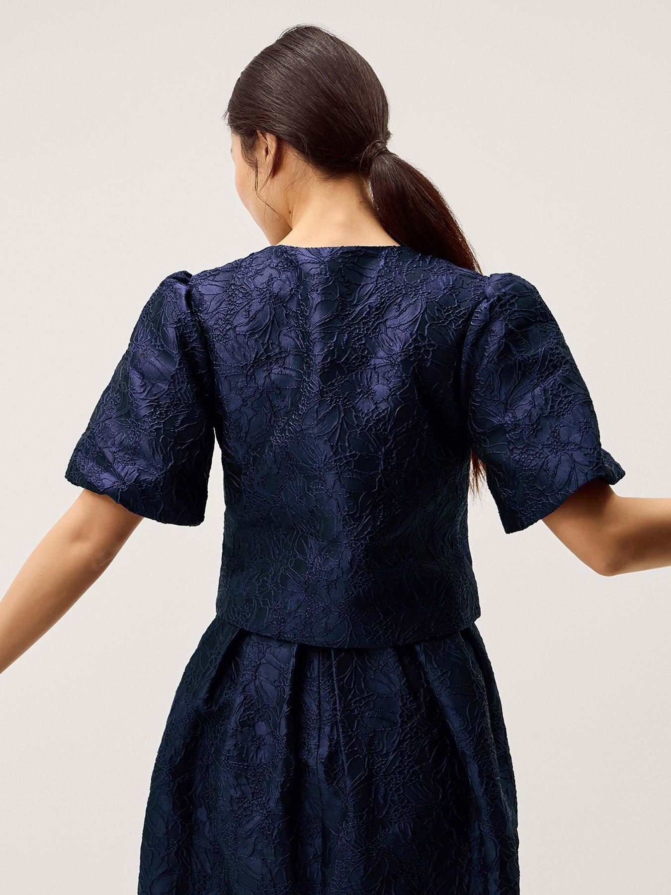 Image 2 of 5 of Monsoon Juliana Jacquard Jacket - Navy